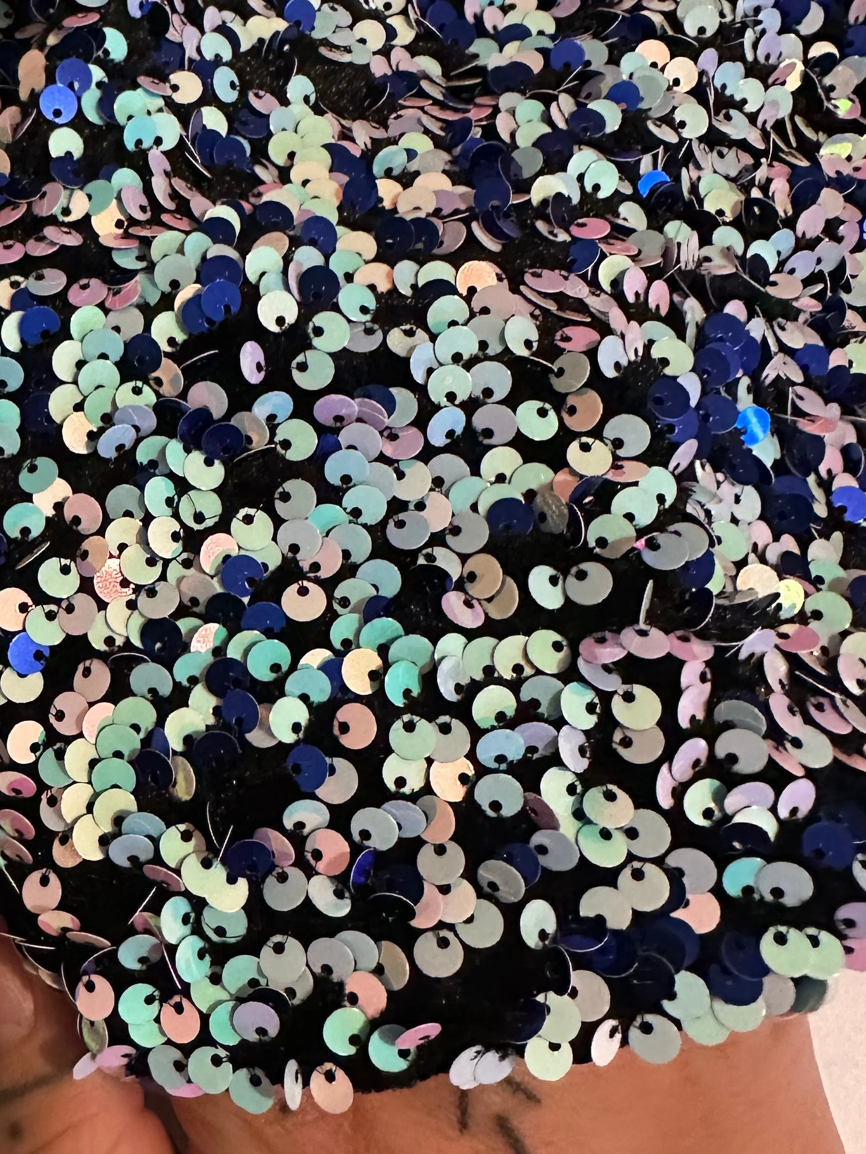 Mermaid Blue Confetti Sequin on Velvet - Image 3