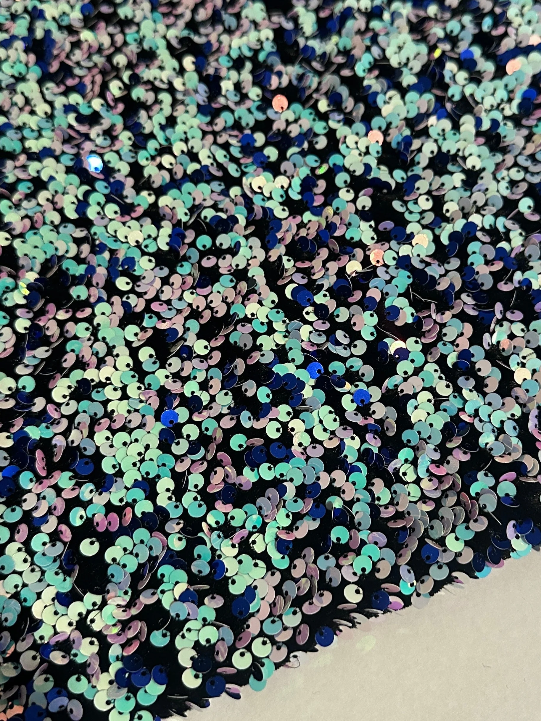 Mermaid Blue Confetti Sequin on Velvet - Image 4