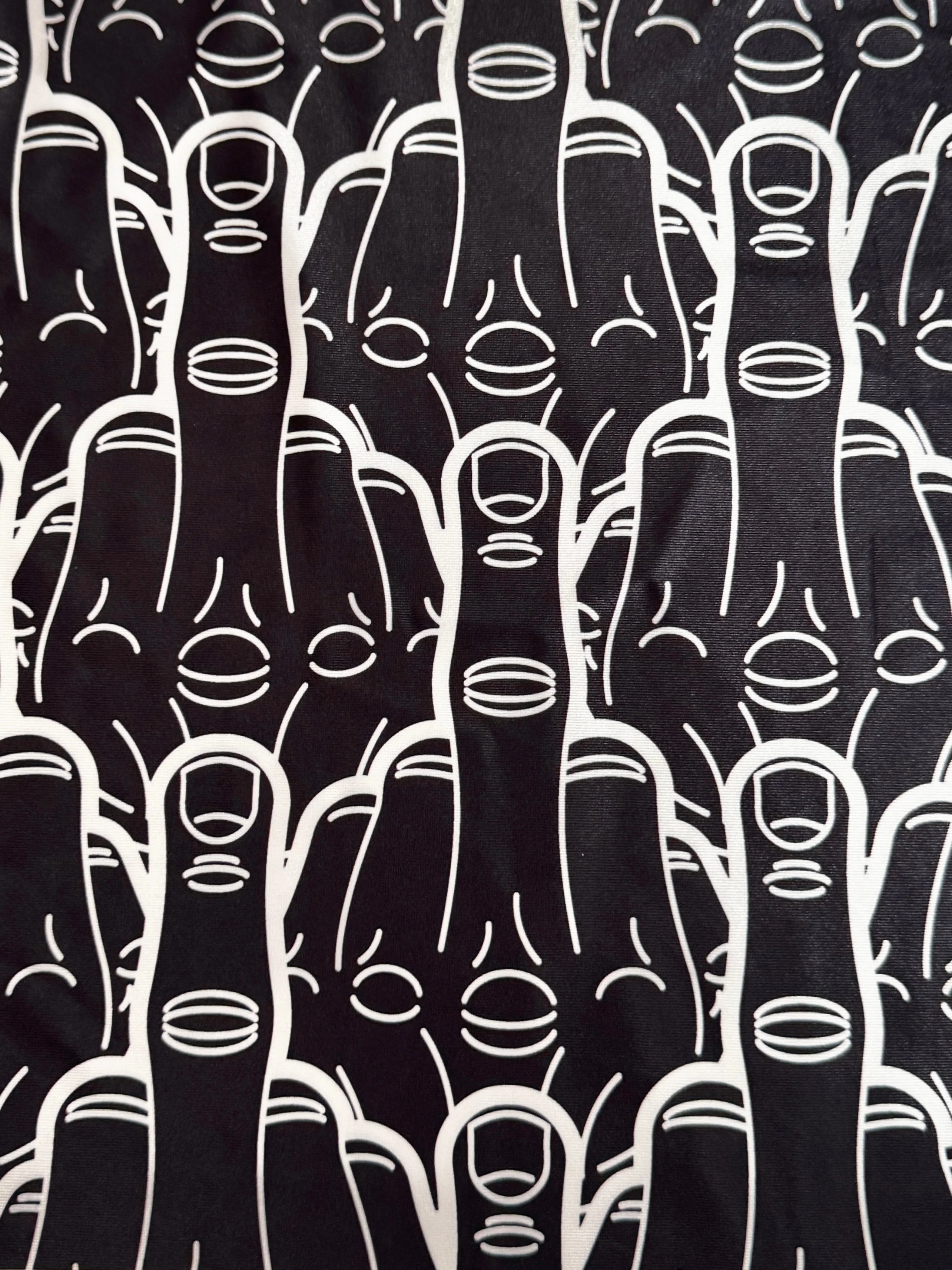 Middle Finger Black & White Nylon Spandex