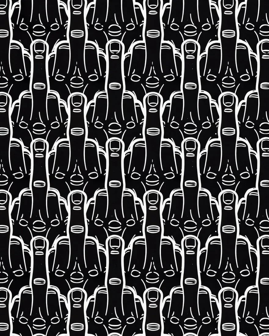 Middle Finger Black & White Nylon Spandex - Image 2