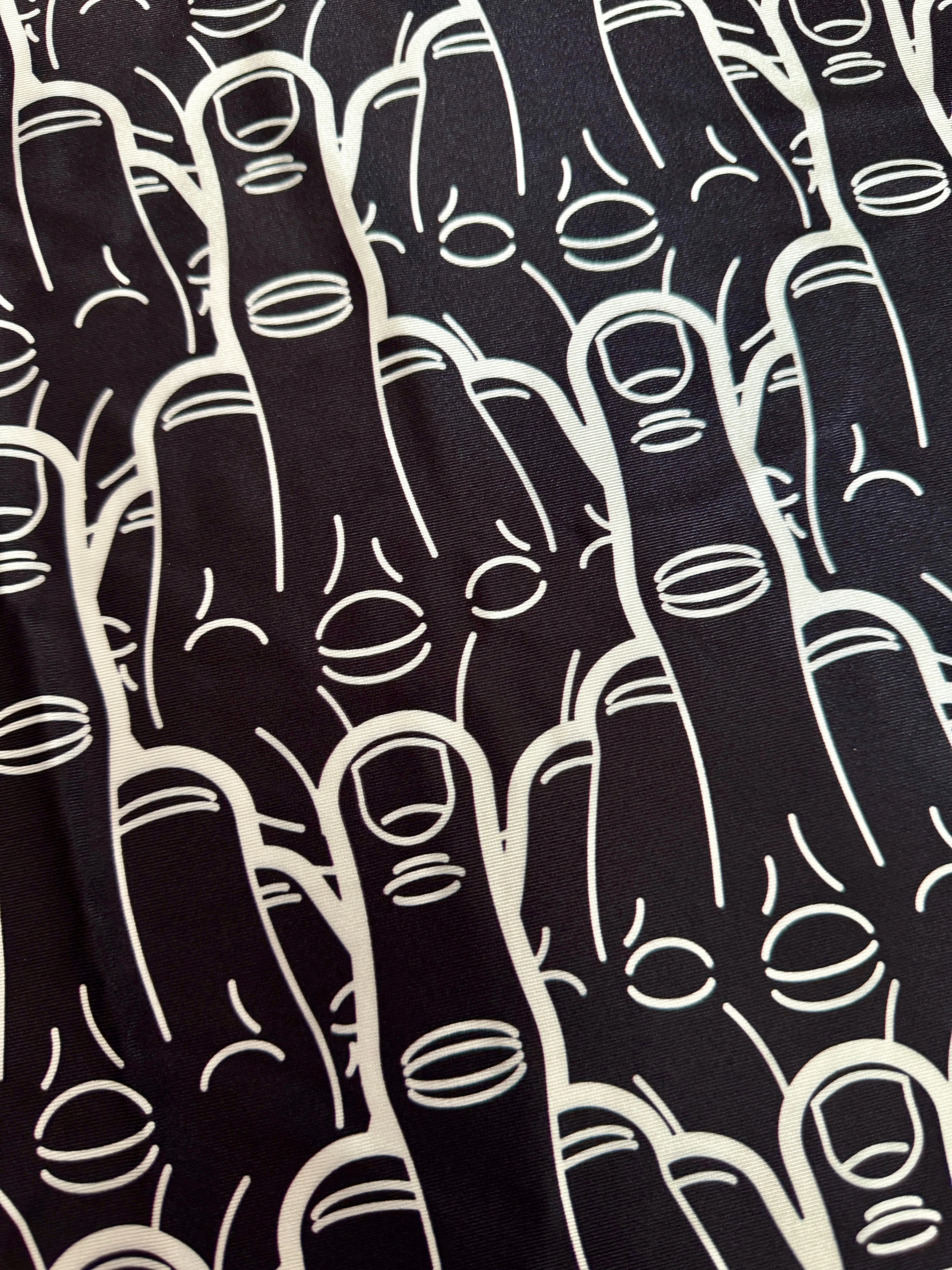 Middle Finger Black & White Nylon Spandex - Image 3