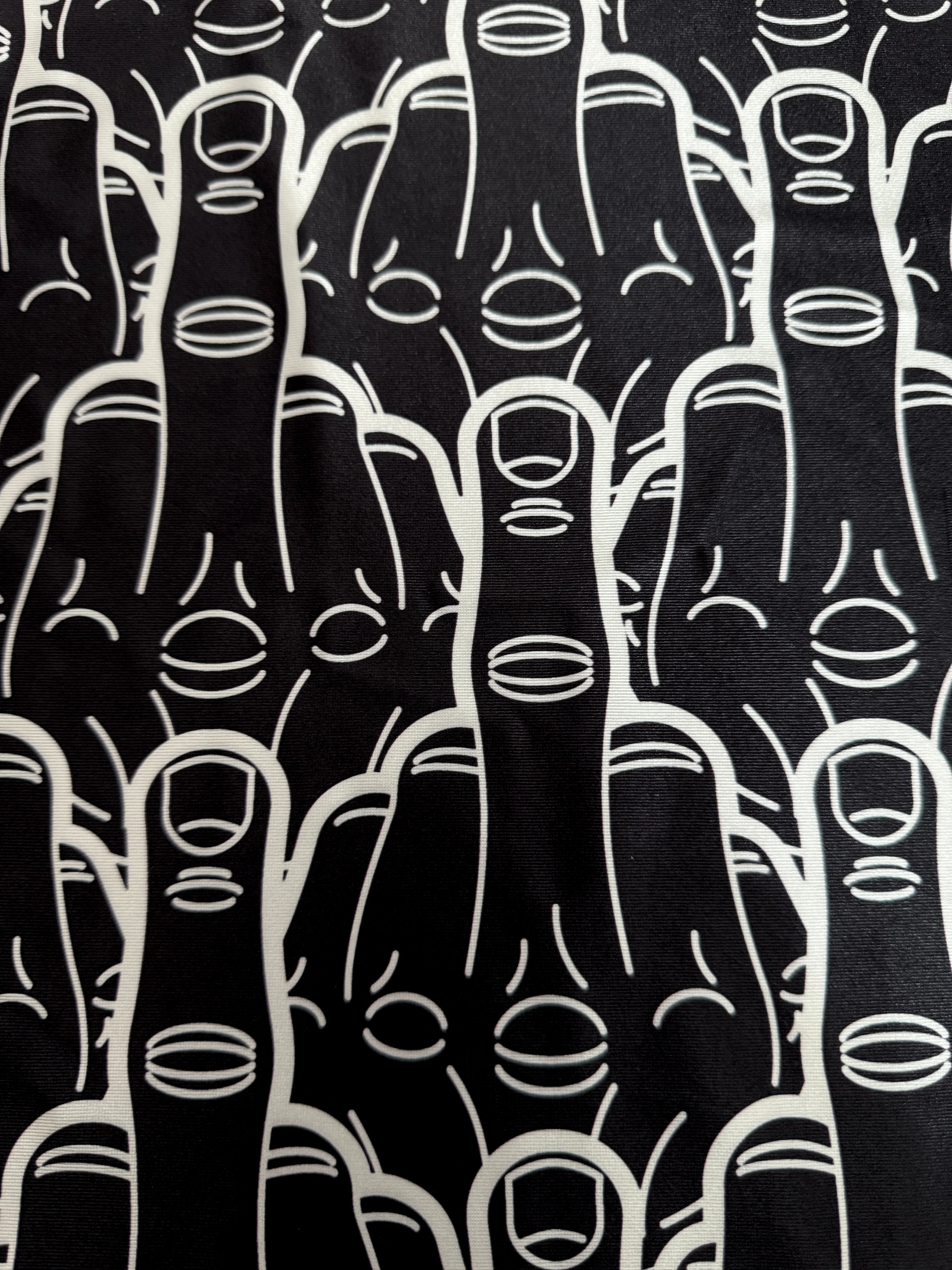 Middle Finger Black & White Nylon Spandex - Image 4
