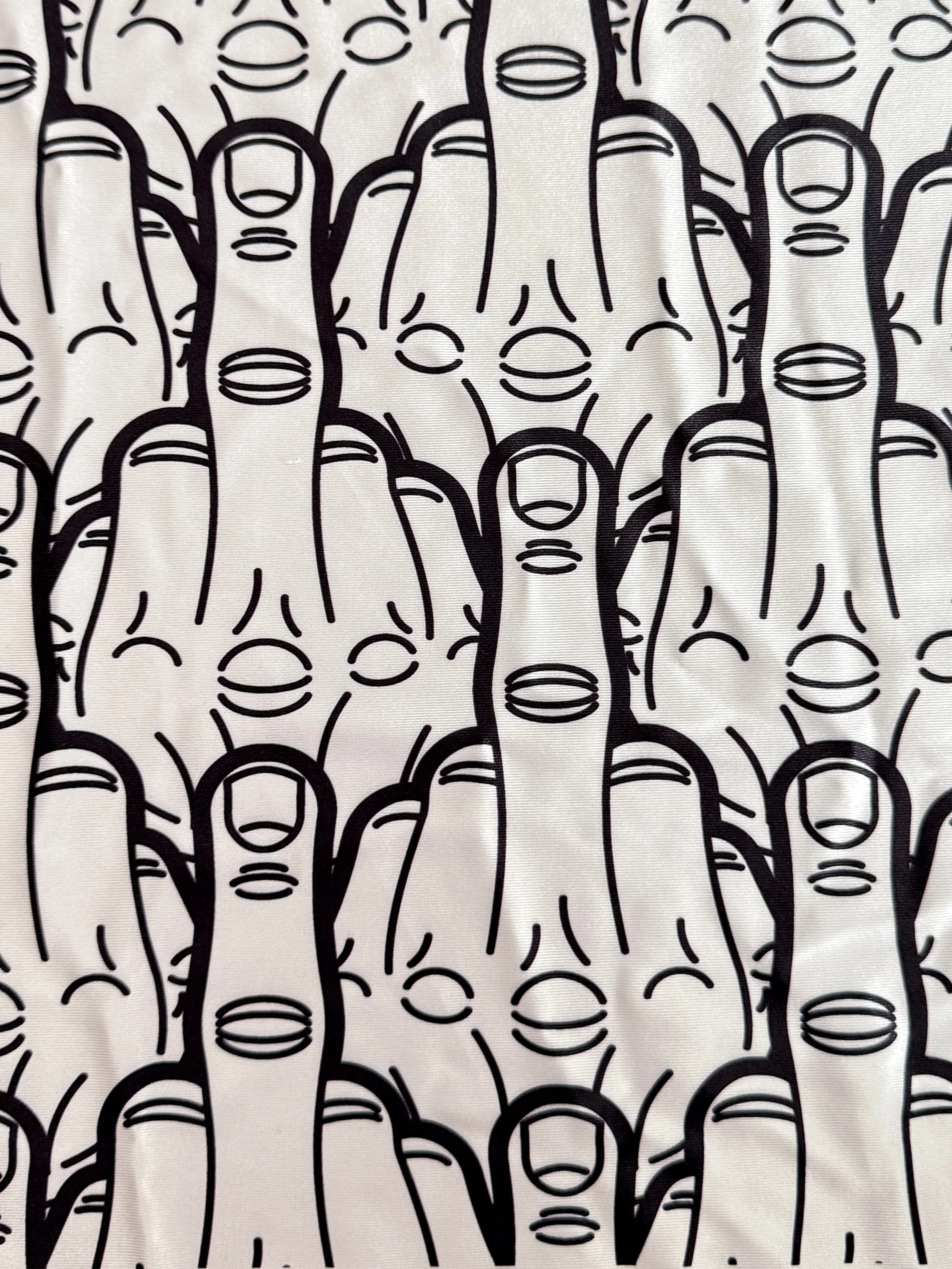 Middle Finger White & Black Nylon Spandex