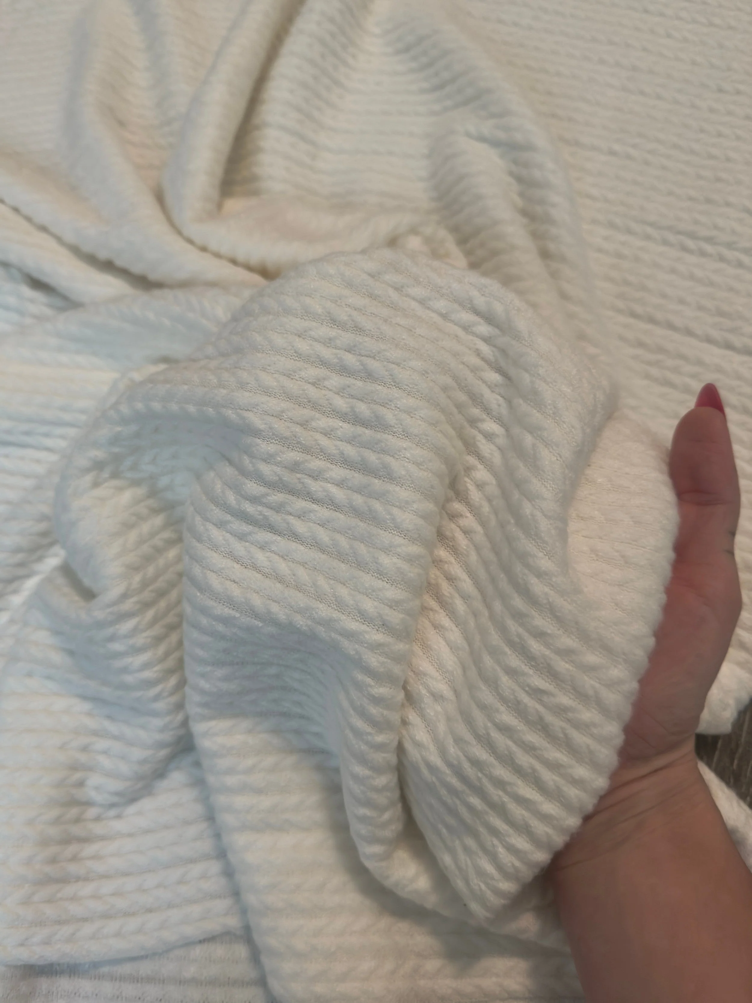 Milk White Buttery Soft Cable Textured Sweater Knit