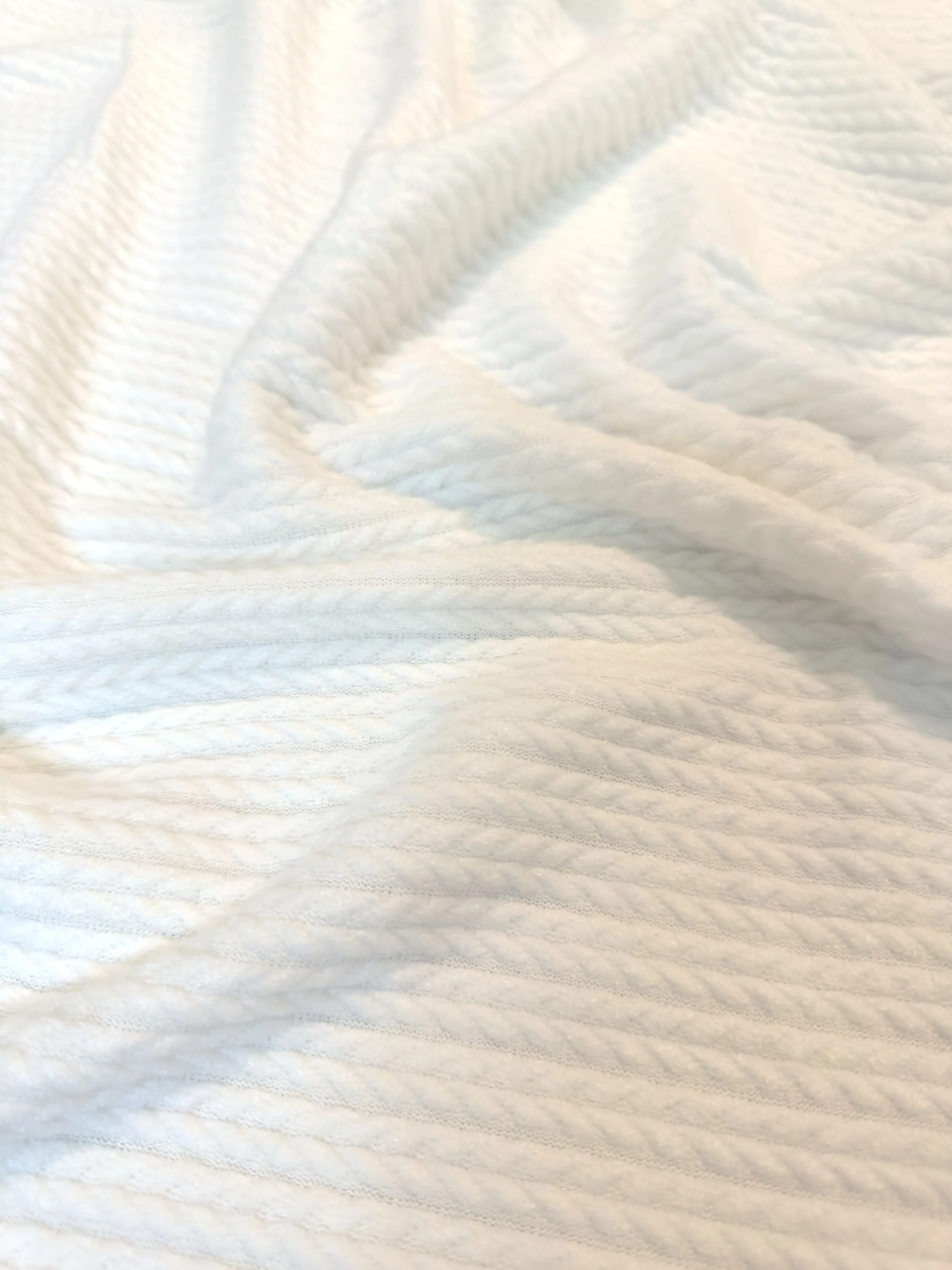 Milk White Buttery Soft Cable Textured Sweater Knit - Image 5