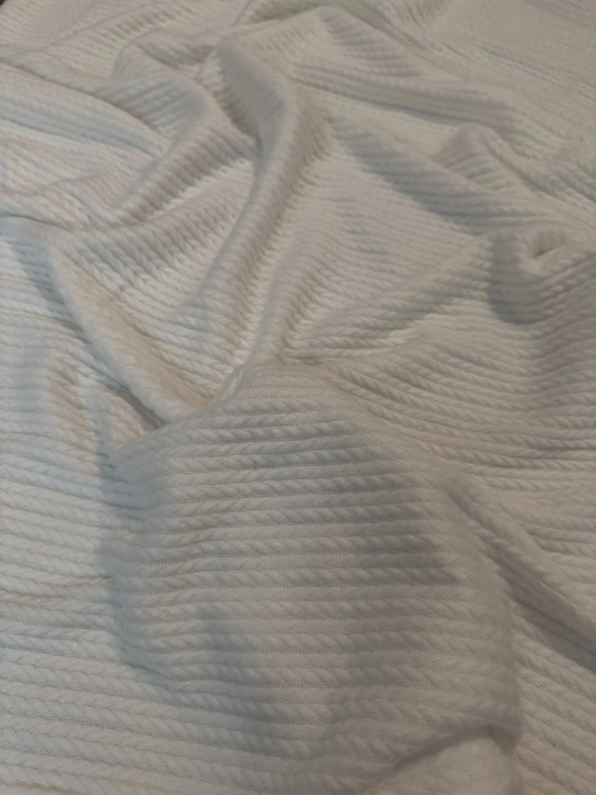 Milk White Buttery Soft Cable Textured Sweater Knit - Image 6