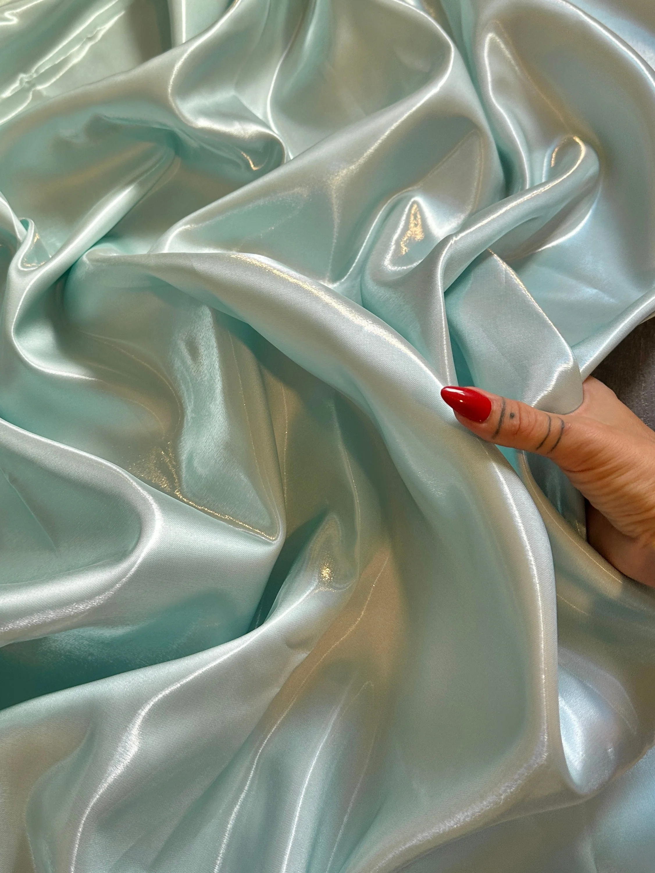 Mint Green Liquid Bridal Satin - Image 4