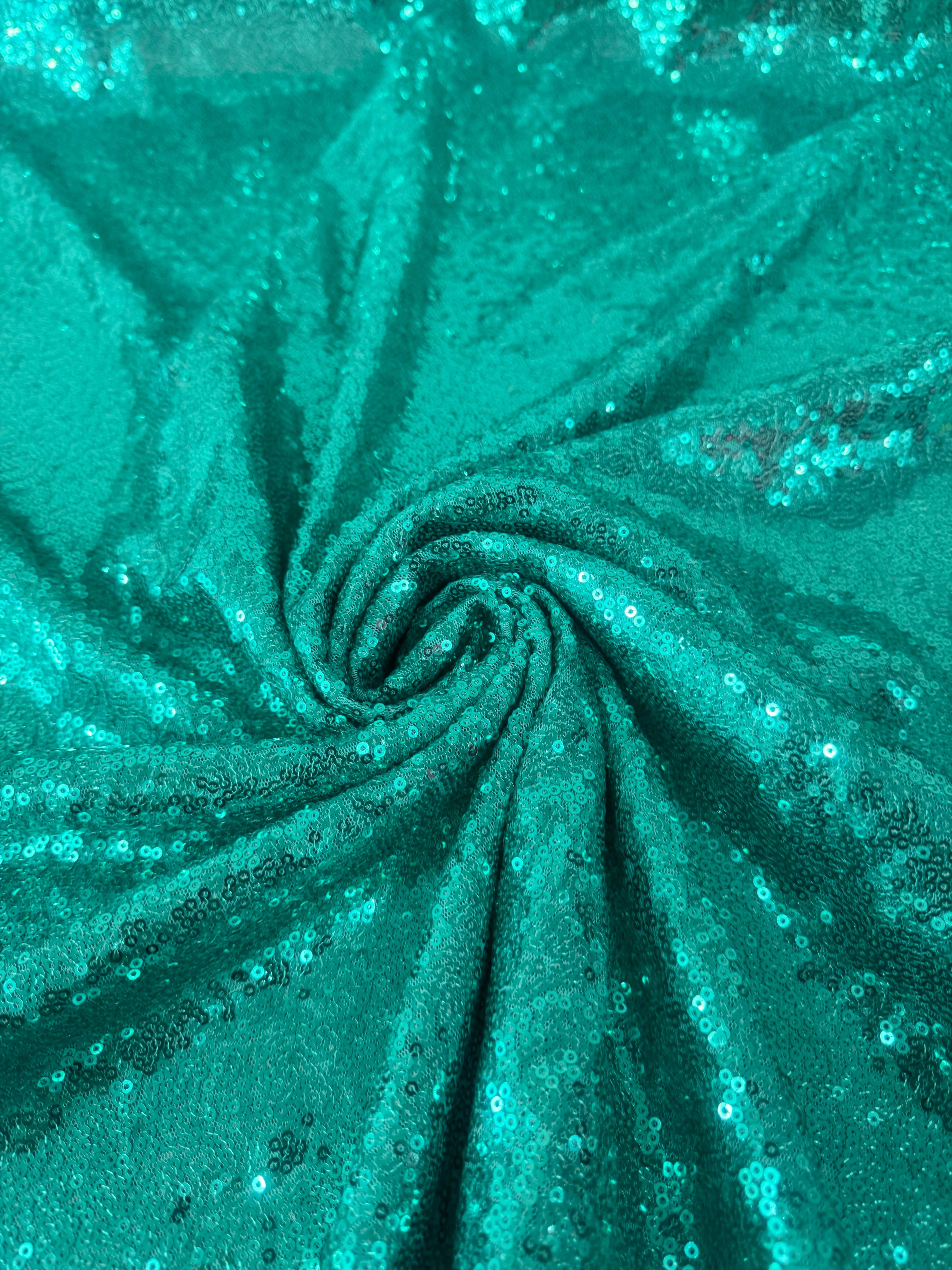 Mint Green Stretch Sequin on Mesh