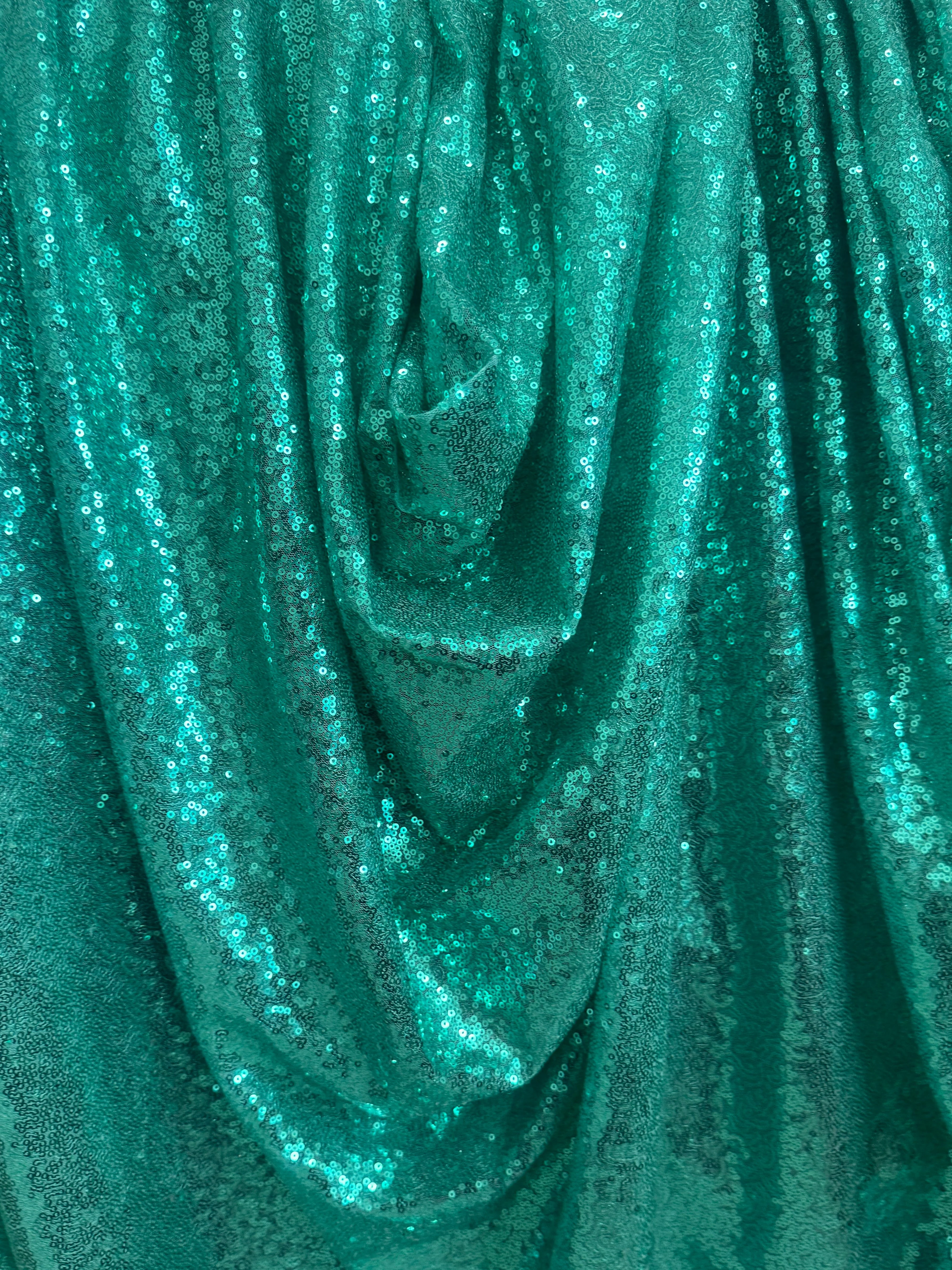 Mint Green Stretch Sequin on Mesh - Image 10