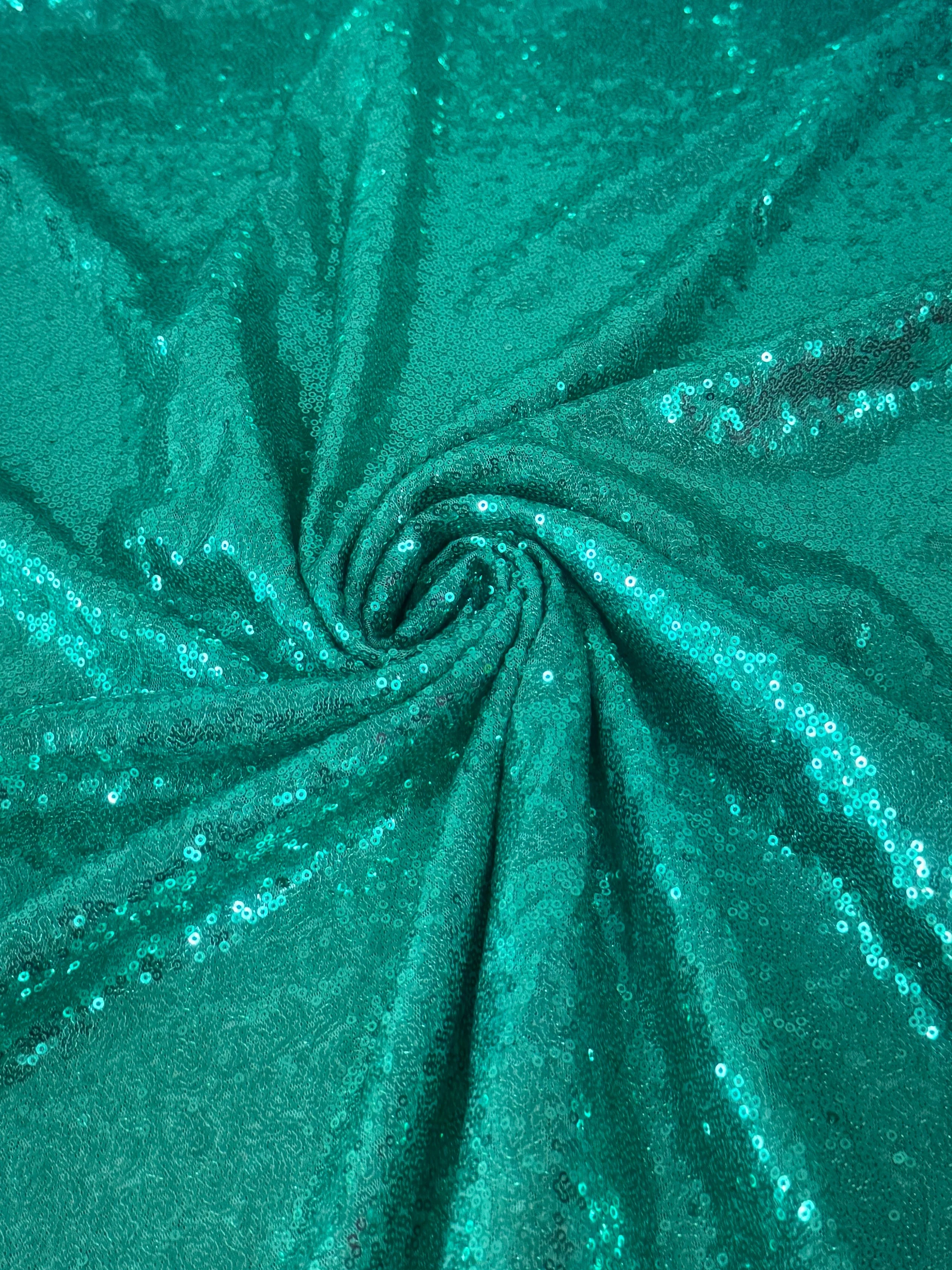Mint Green Stretch Sequin on Mesh - Image 6