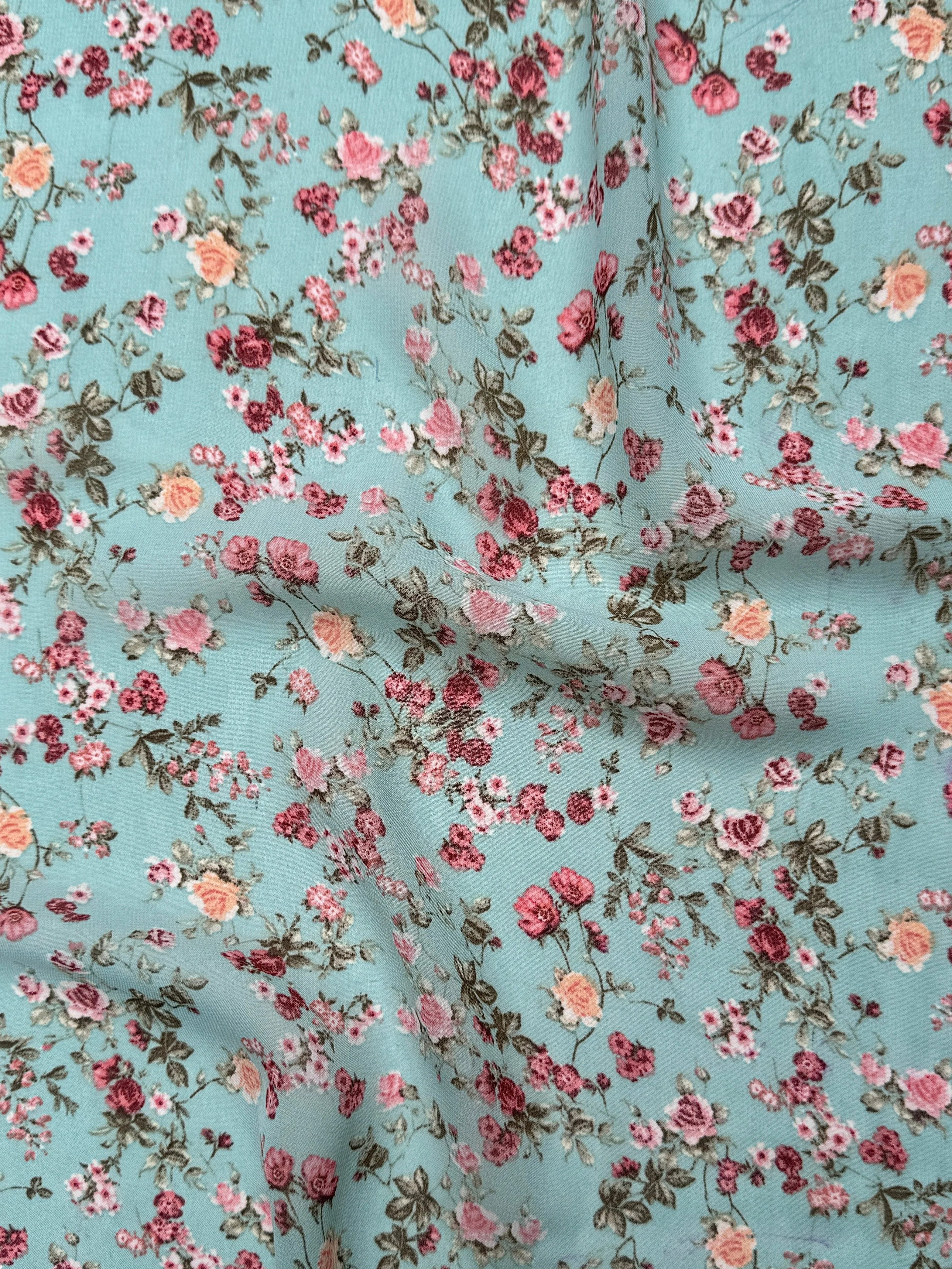 Mint Mini Flowers Print Hi Multi Chiffon - Image 5