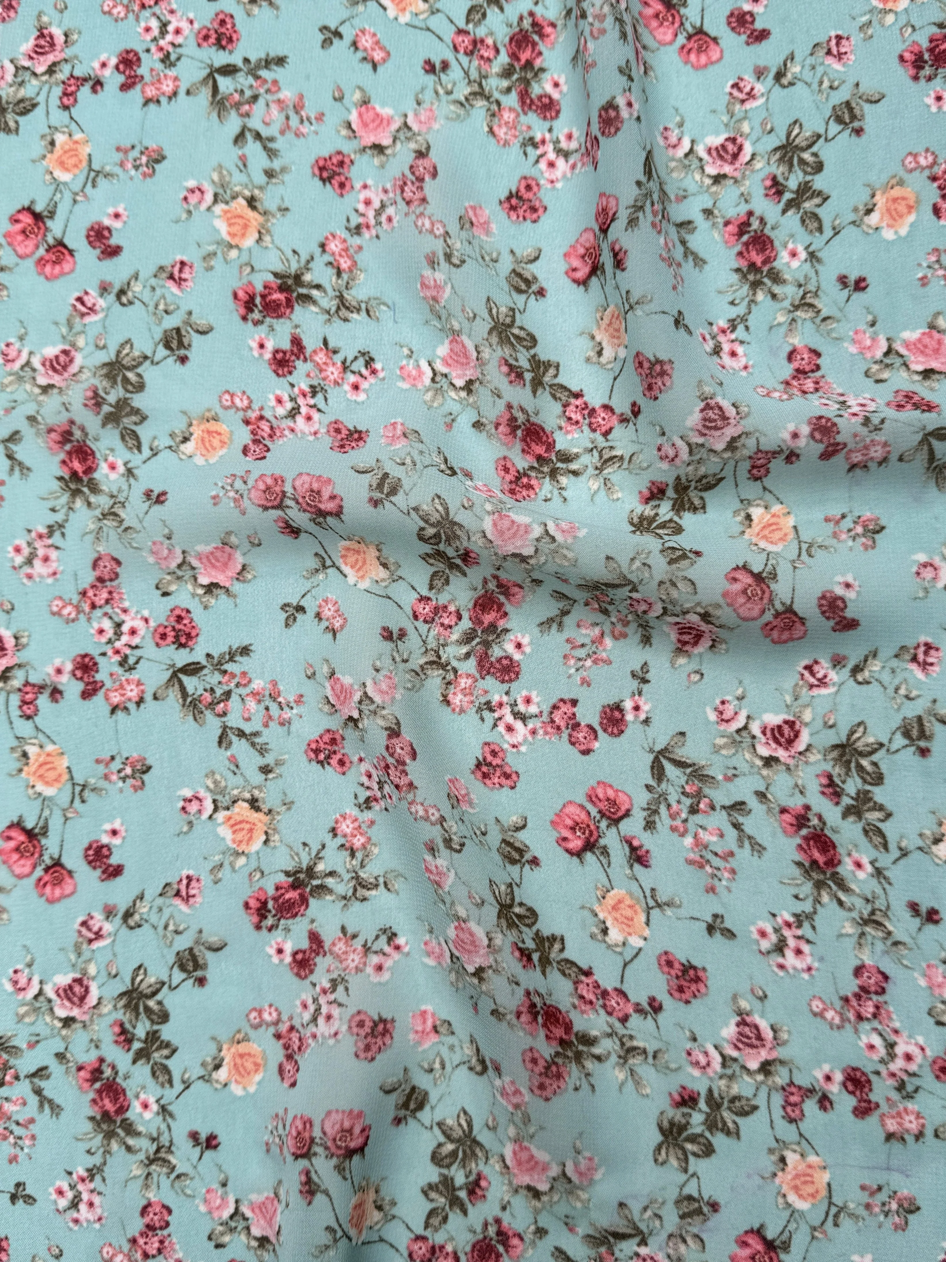 Mint Mini Flowers Print Hi Multi Chiffon - Image 6
