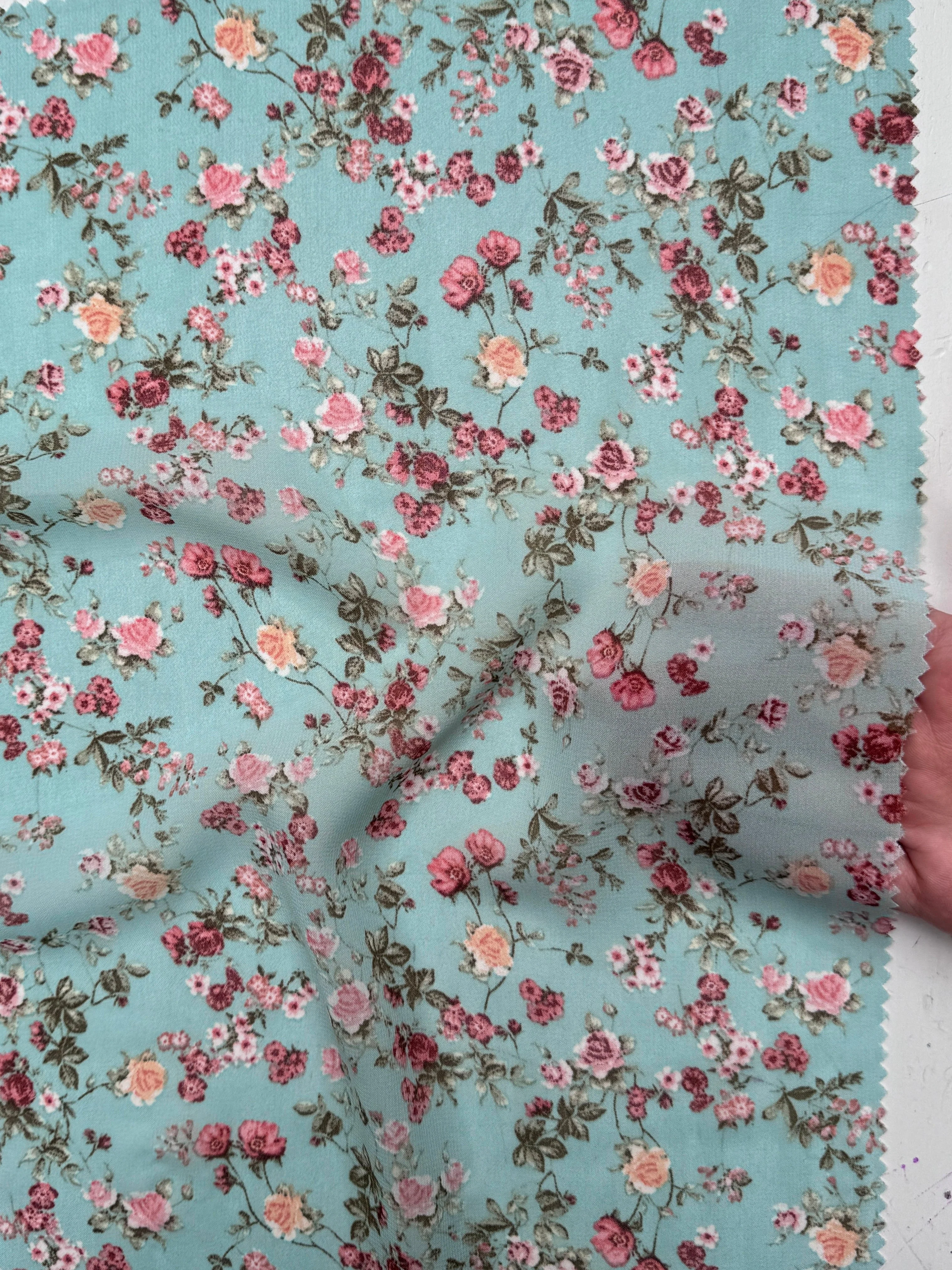 Mint Mini Flowers Print Hi Multi Chiffon - Image 7