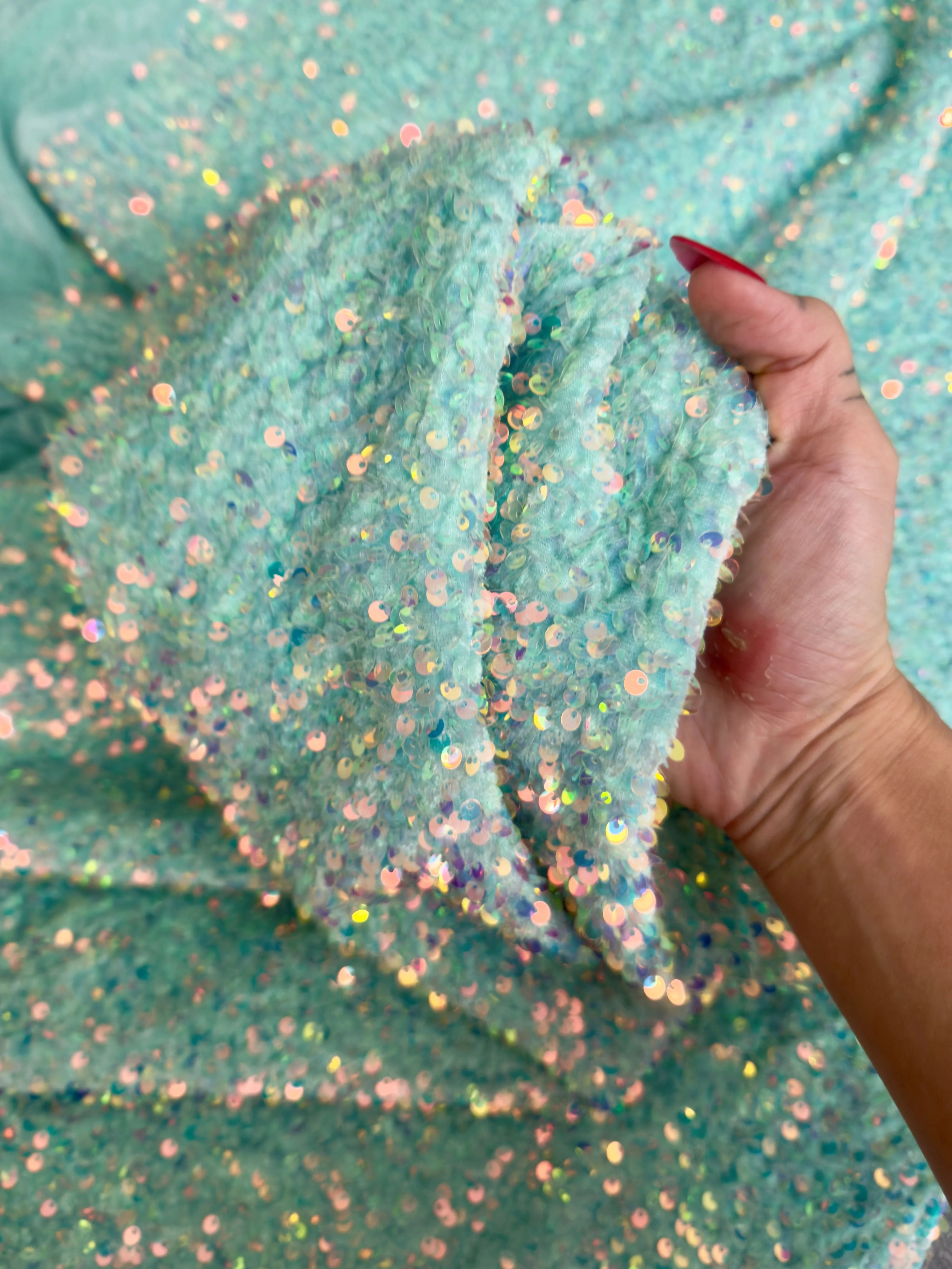 Mint Sequin on Velvet - Image 2
