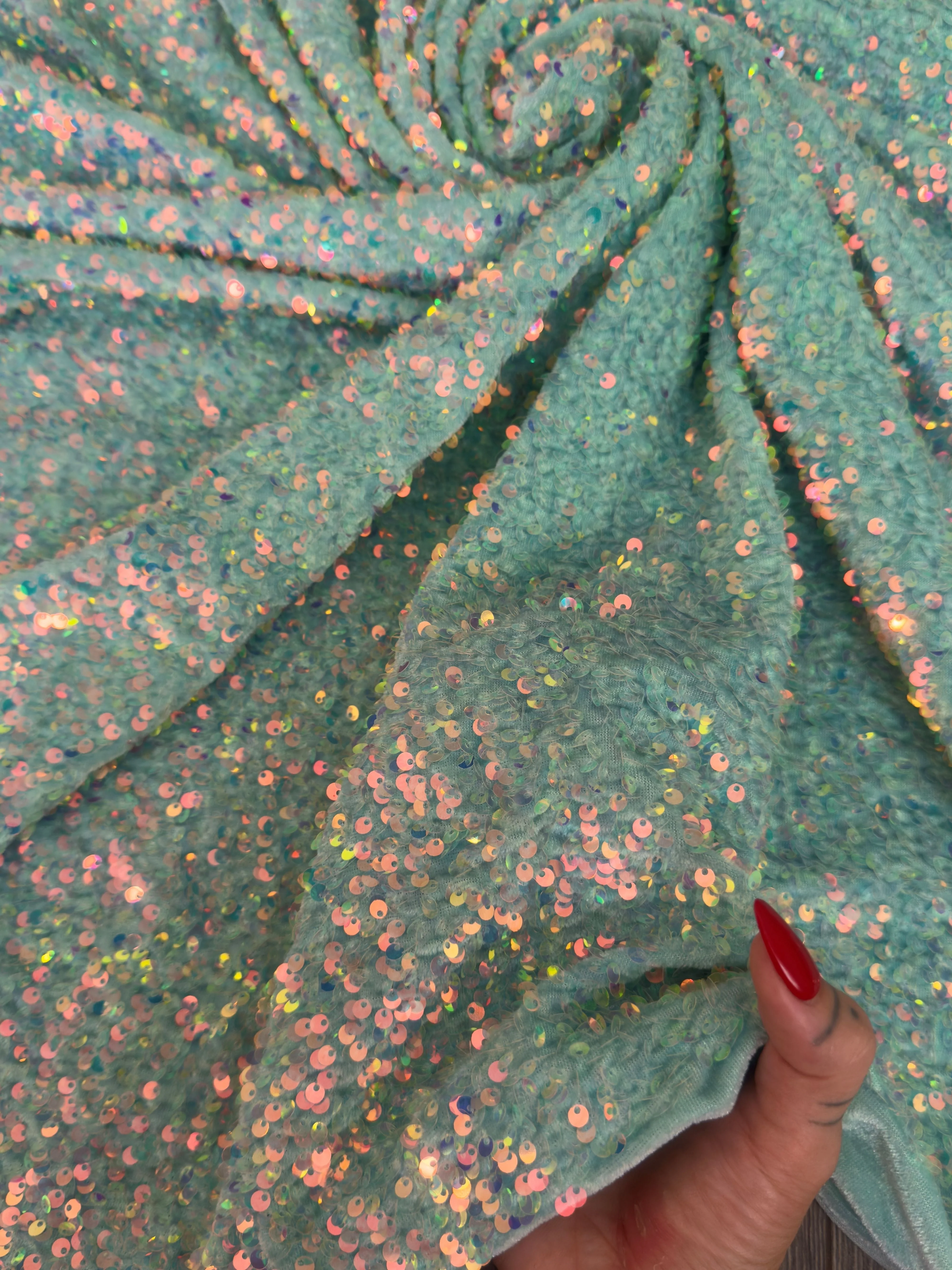 Mint Sequin on Velvet - Image 4