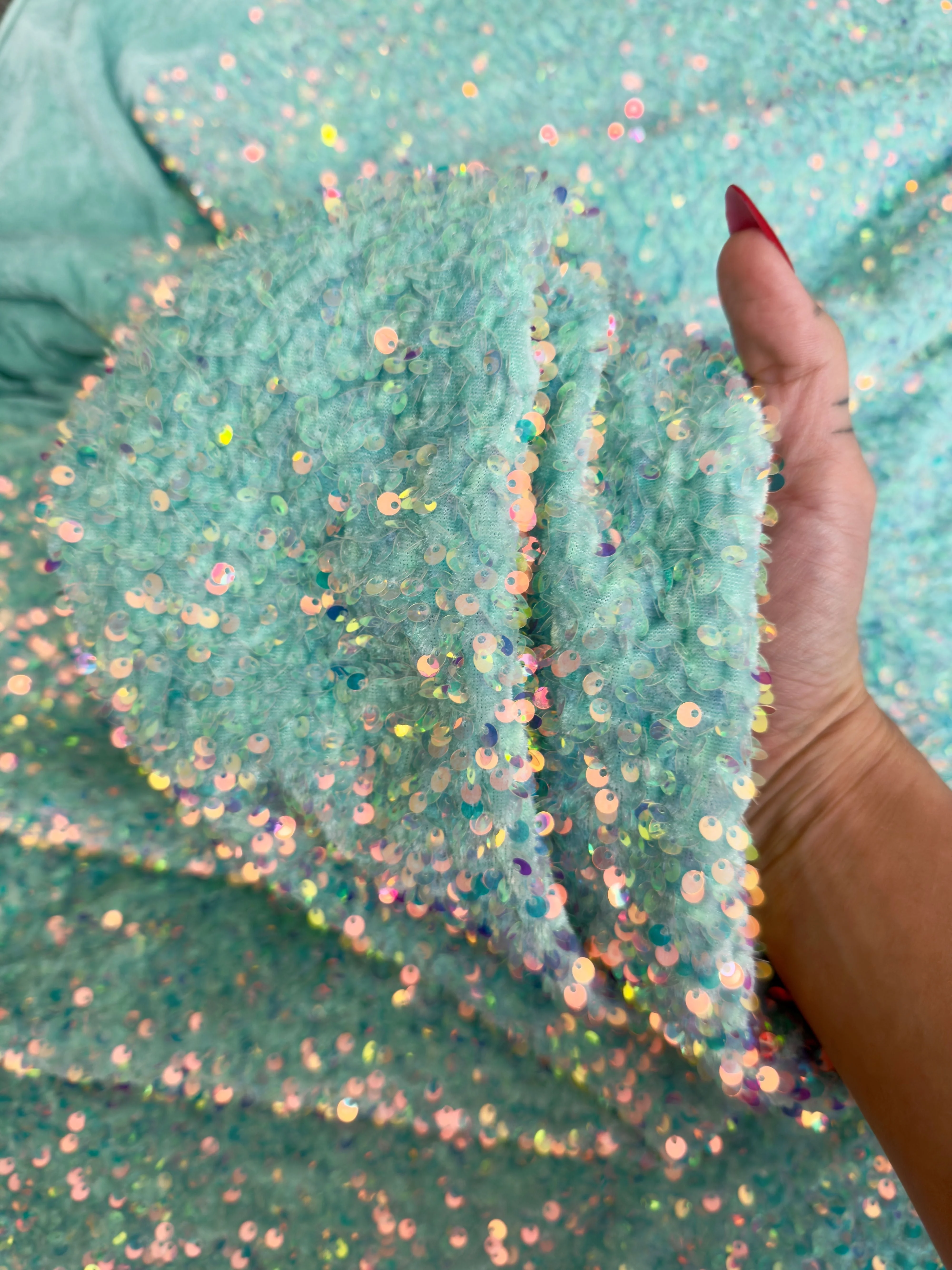 Mint Sequin on Velvet - Image 5