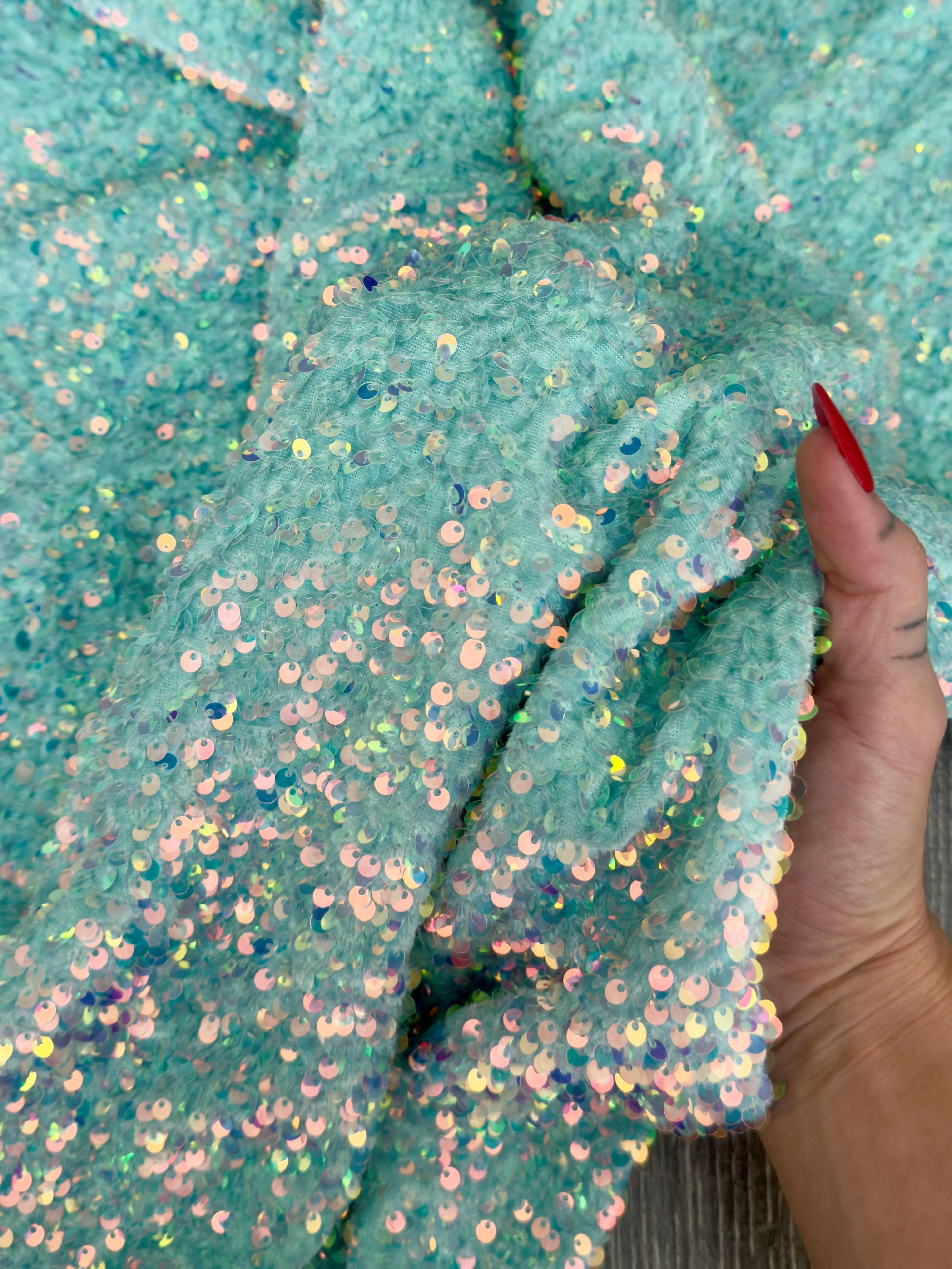 Mint Sequin on Velvet - Image 7