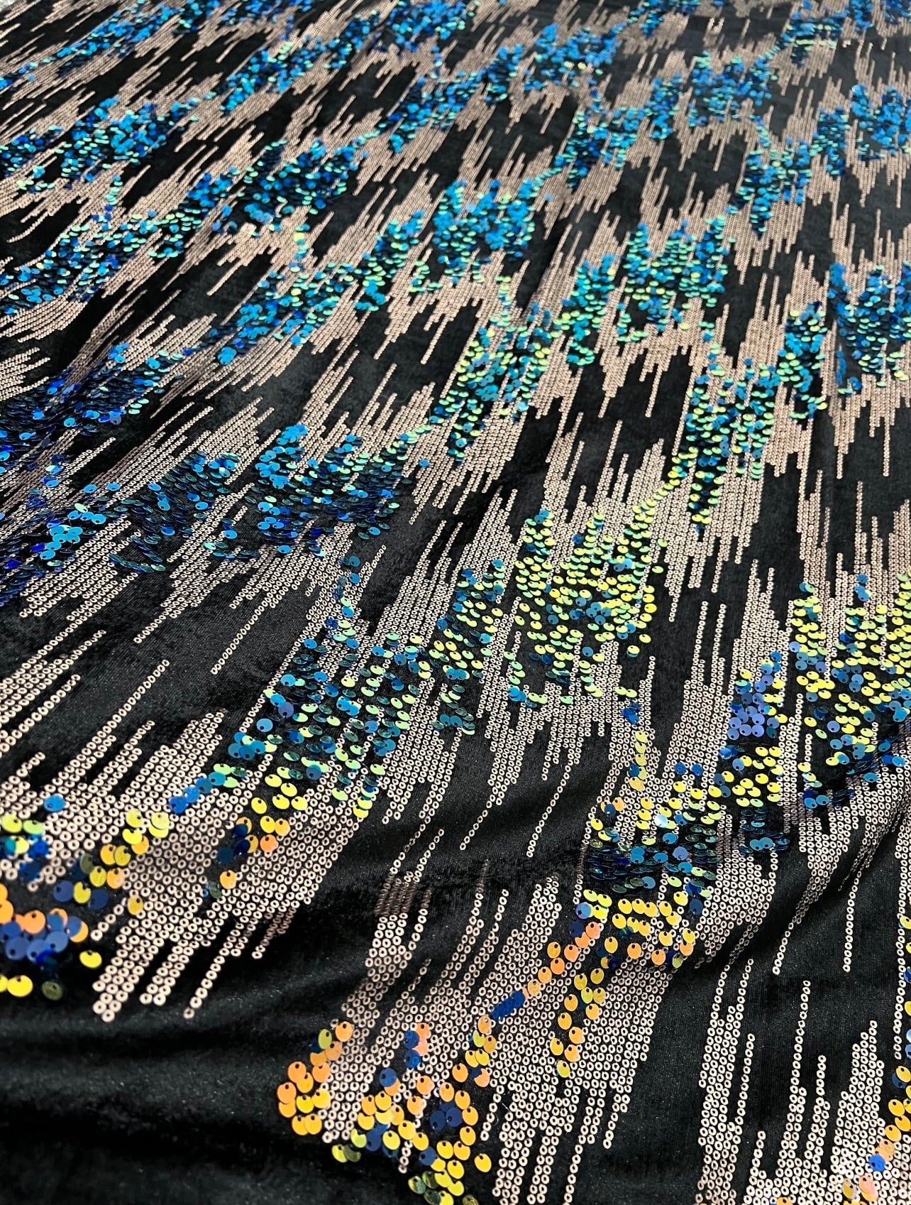 Multicolor Sequin on Black Velvet - Image 3