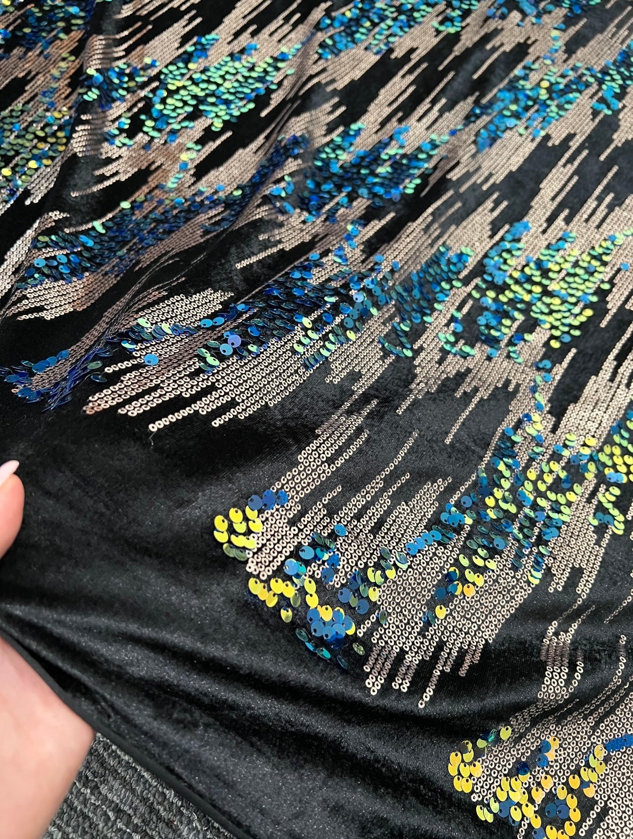 Multicolor Sequin on Black Velvet - Image 5