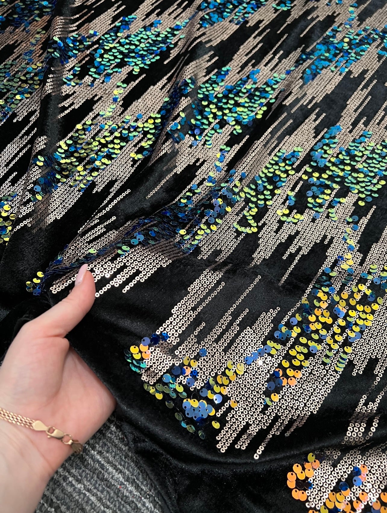 Multicolor Sequin on Black Velvet - Image 6