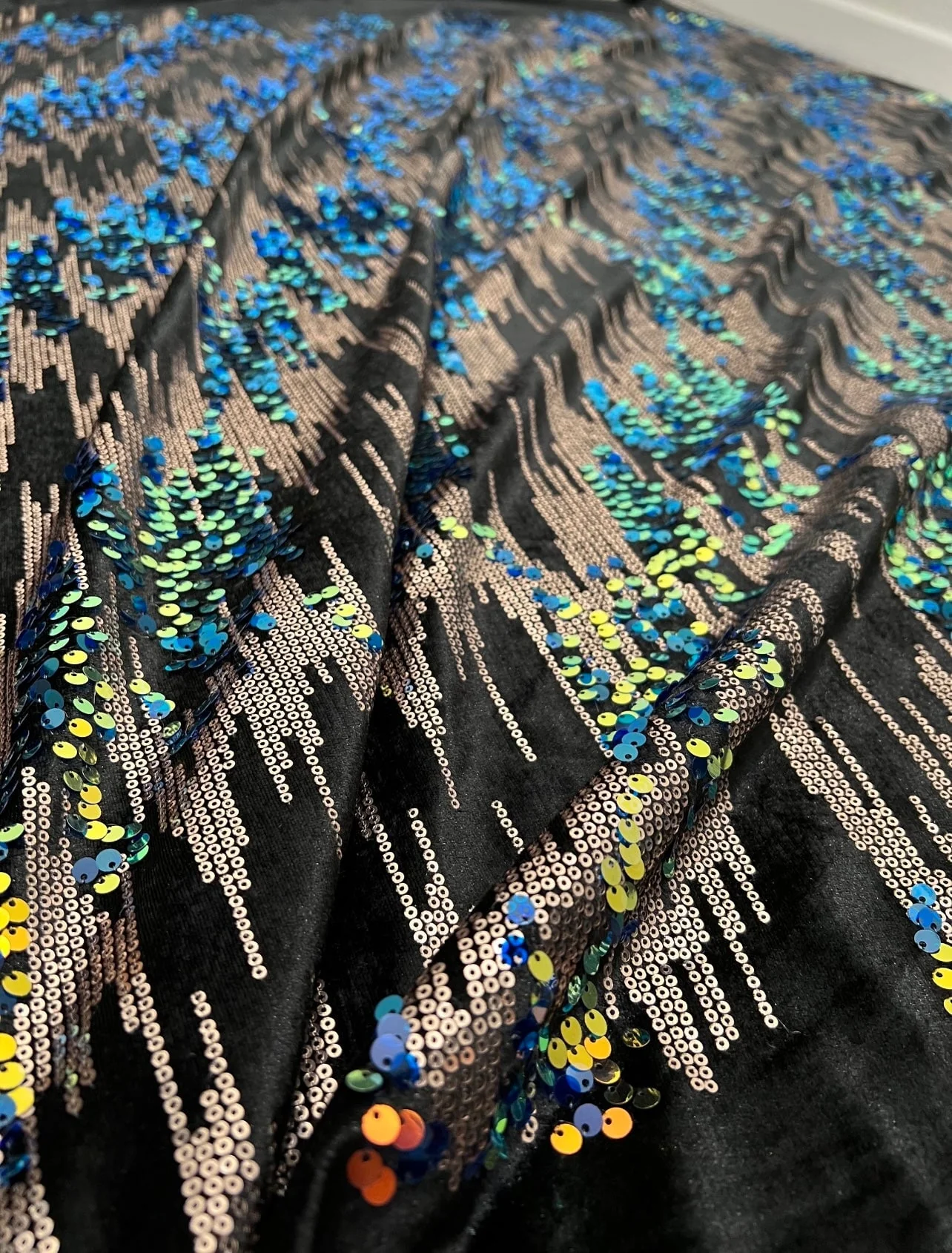 Multicolor Sequin on Black Velvet - Image 8
