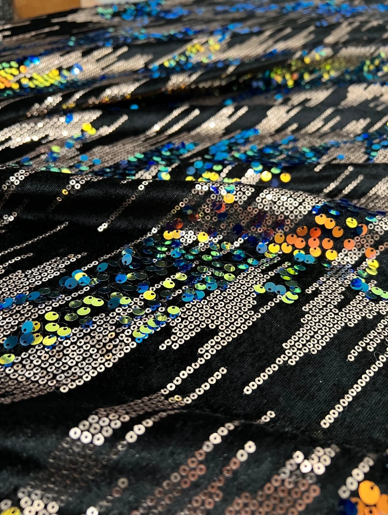 Multicolor Sequin on Black Velvet - Image 9