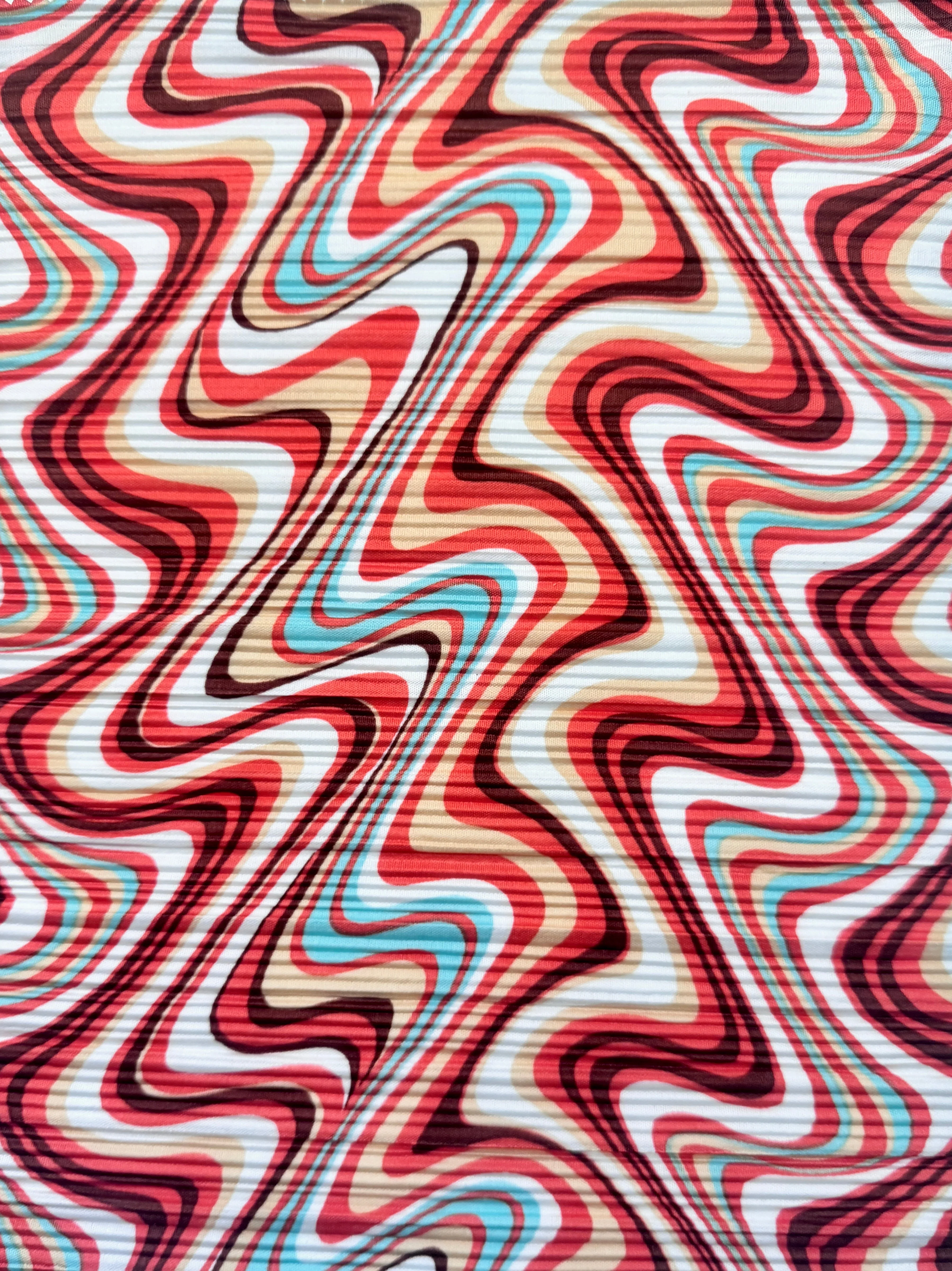 Multicolor Wave Print Pleated Knit - Image 4