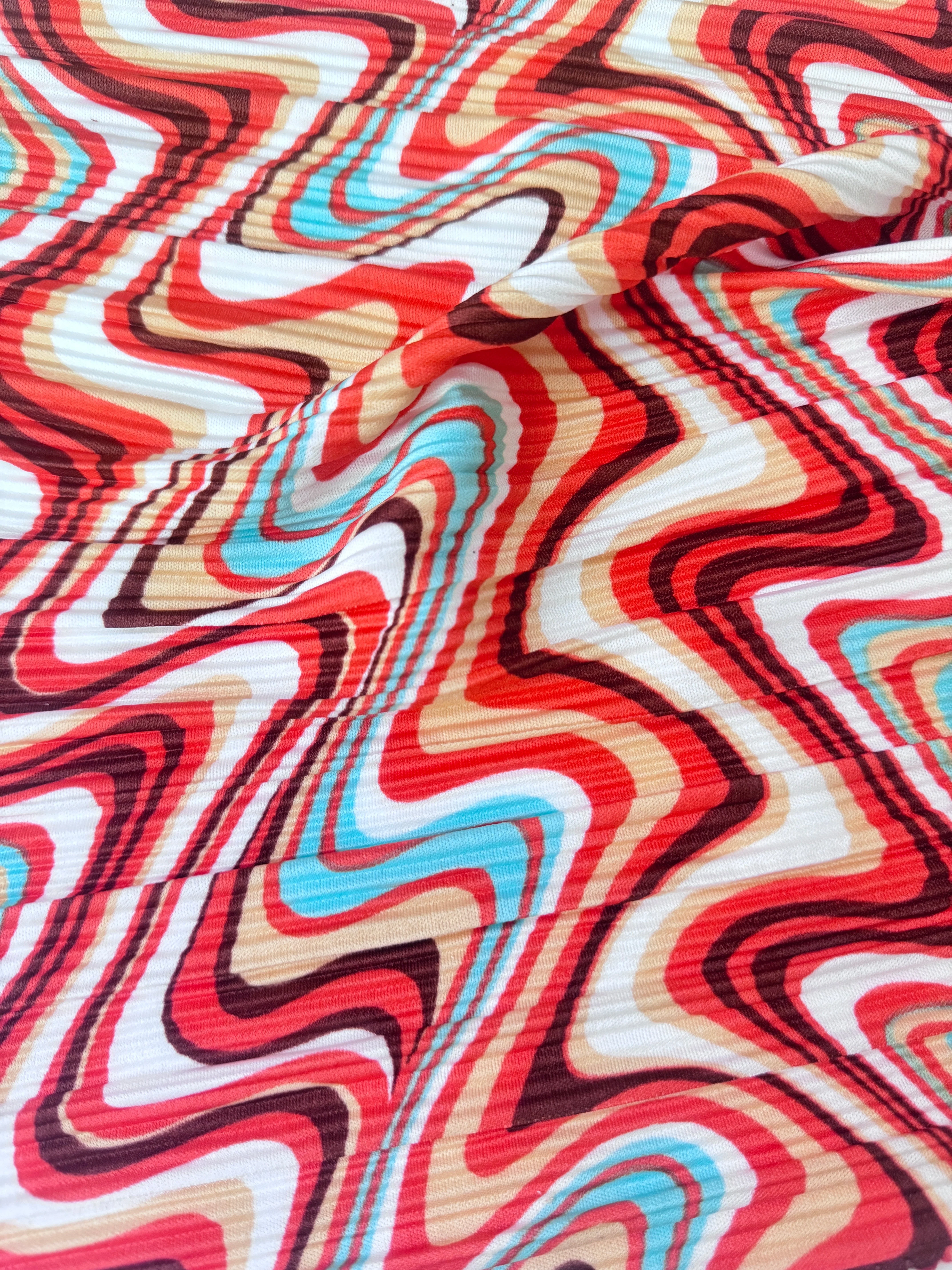 Multicolor Wave Print Pleated Knit - Image 7
