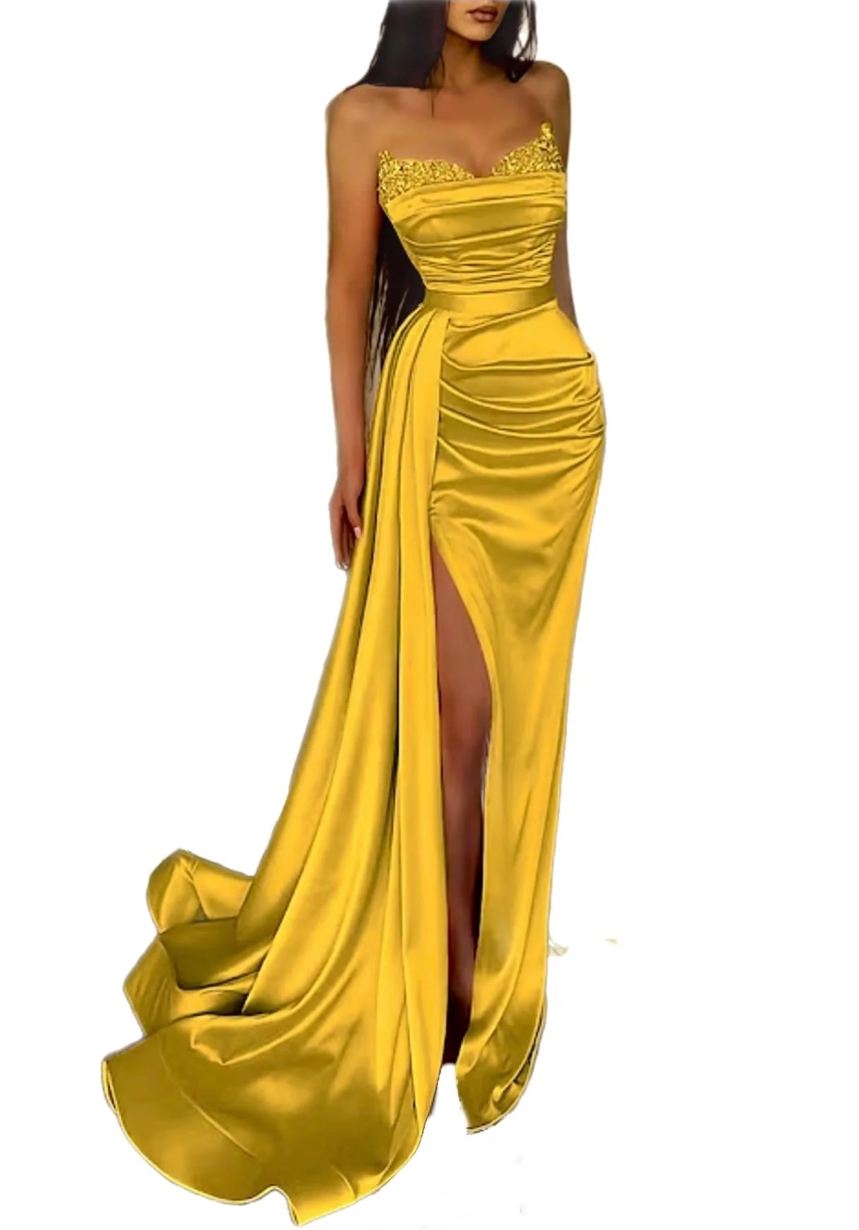 Mustard Gold Shiny Nylon Spandex - Image 3