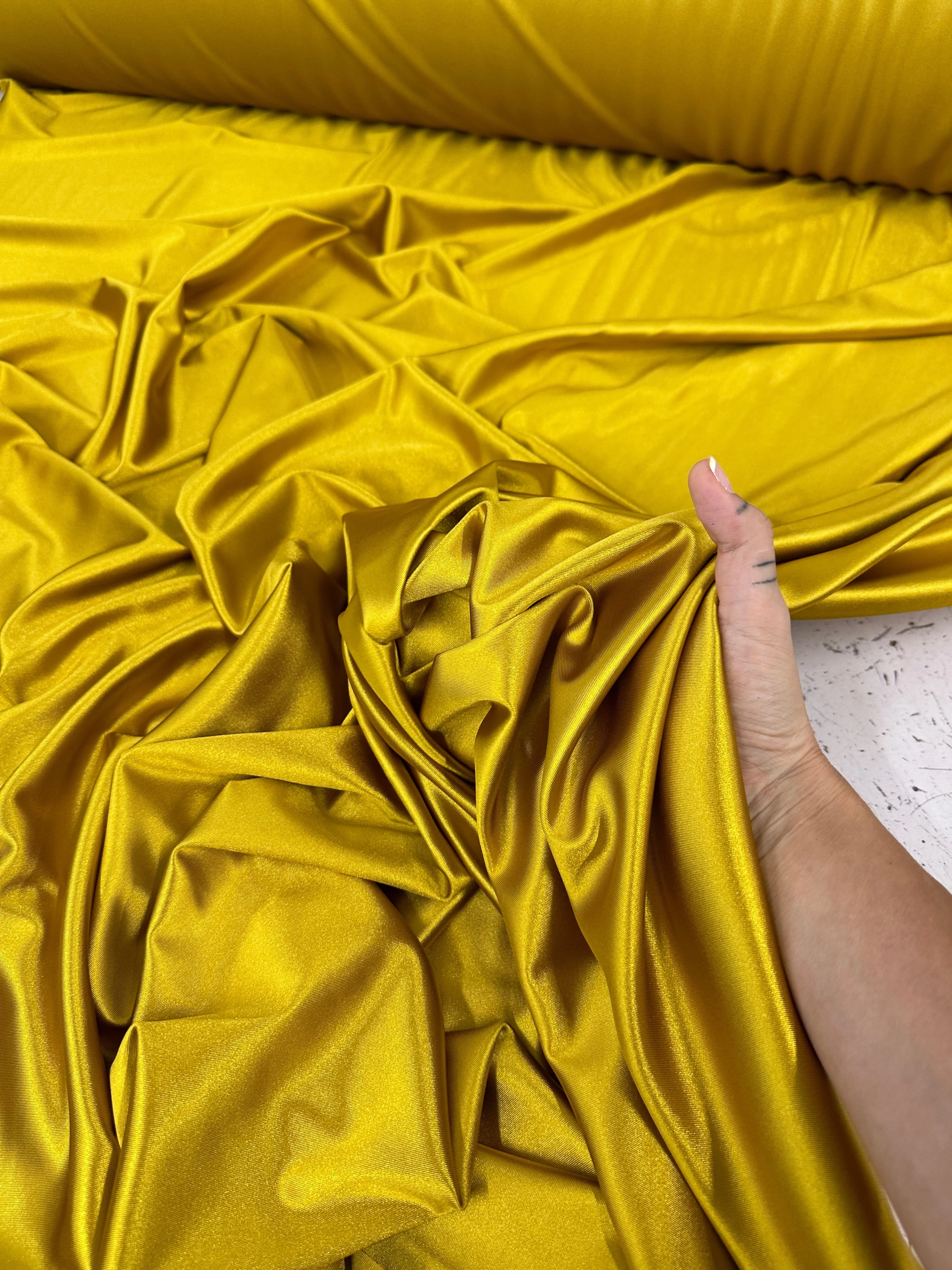 Mustard Gold Shiny Nylon Spandex - Image 4