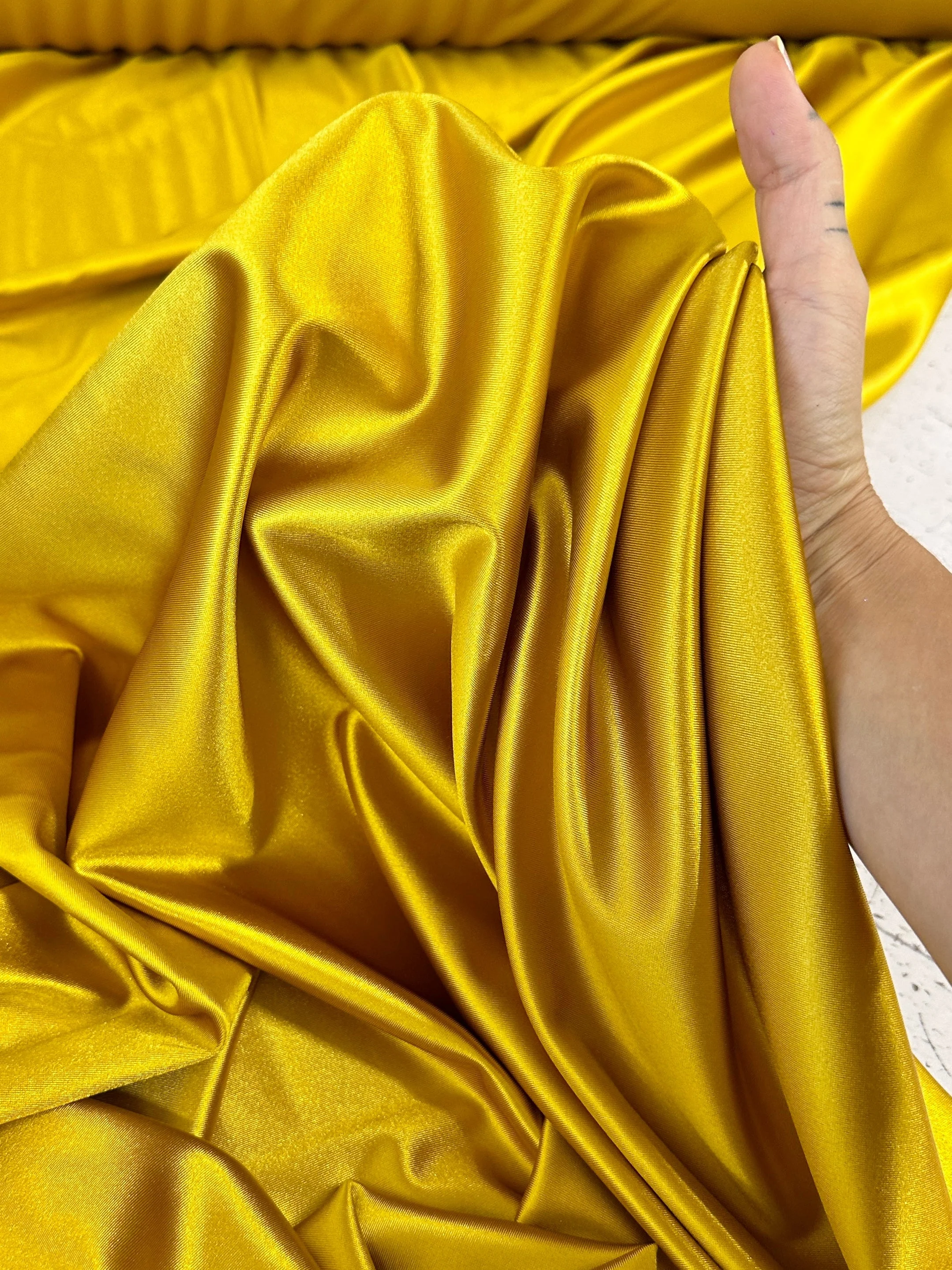 Mustard Gold Shiny Nylon Spandex - Image 5
