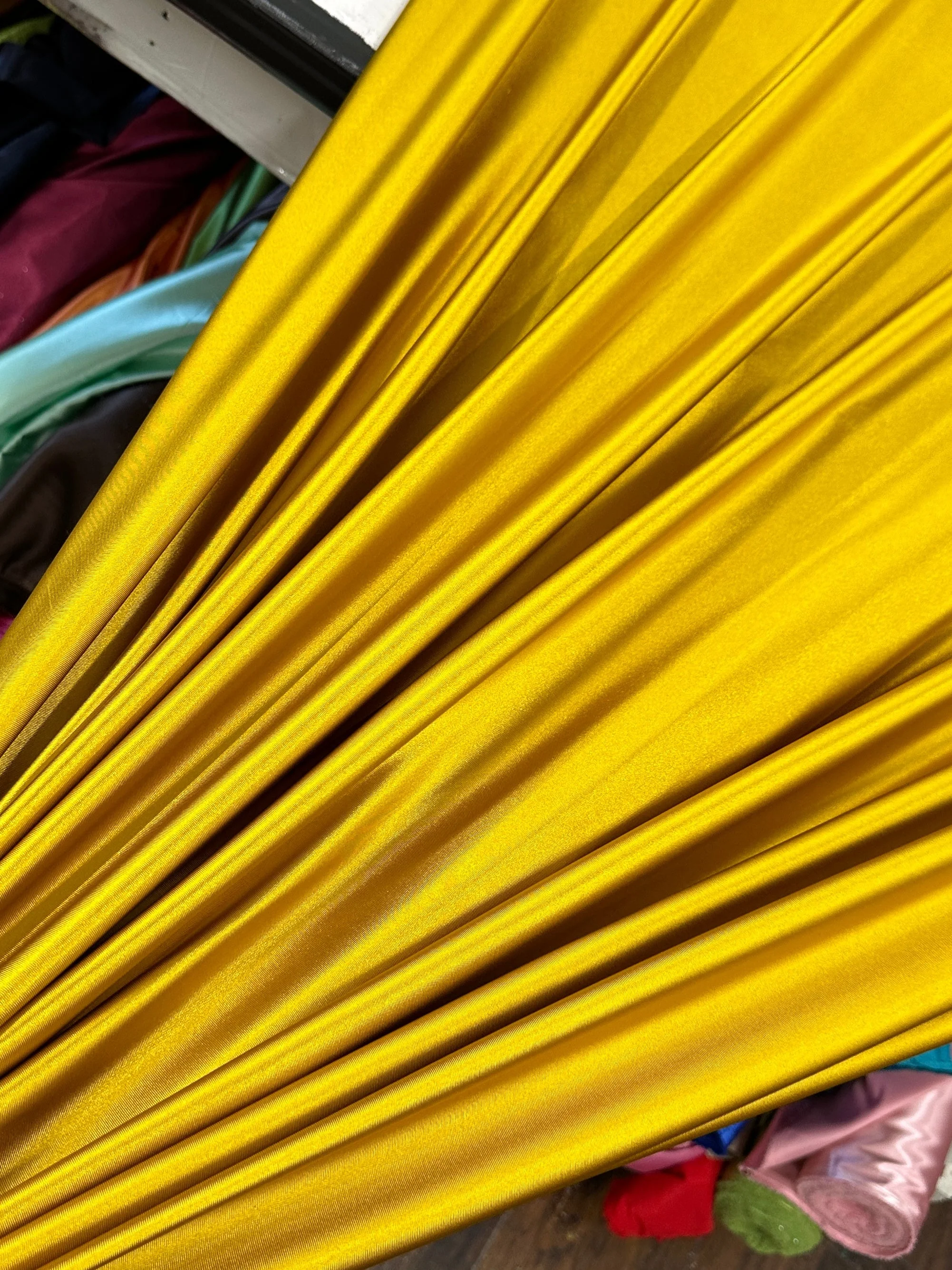 Mustard Gold Shiny Nylon Spandex - Image 6