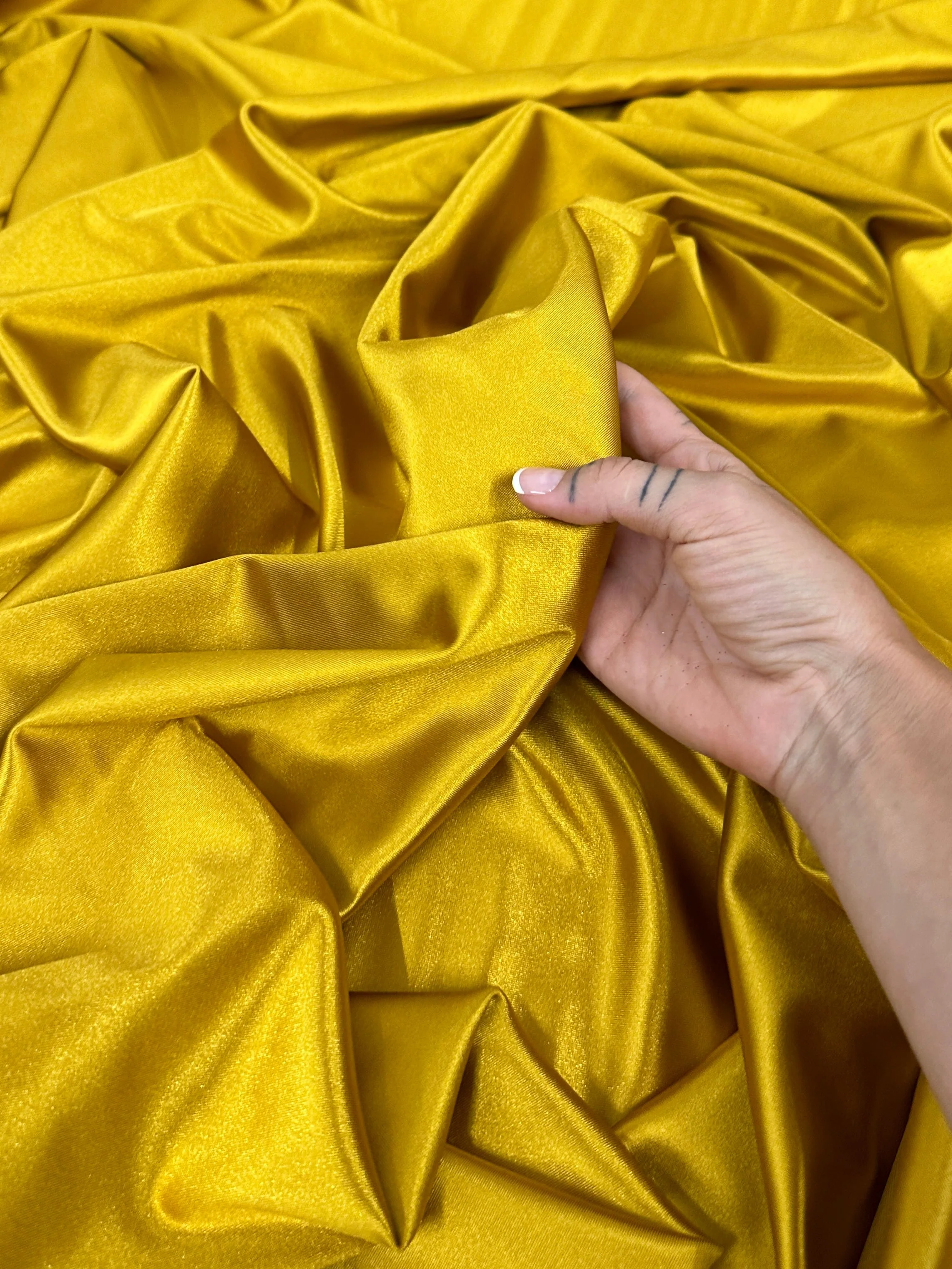 Mustard Gold Shiny Nylon Spandex - Image 7