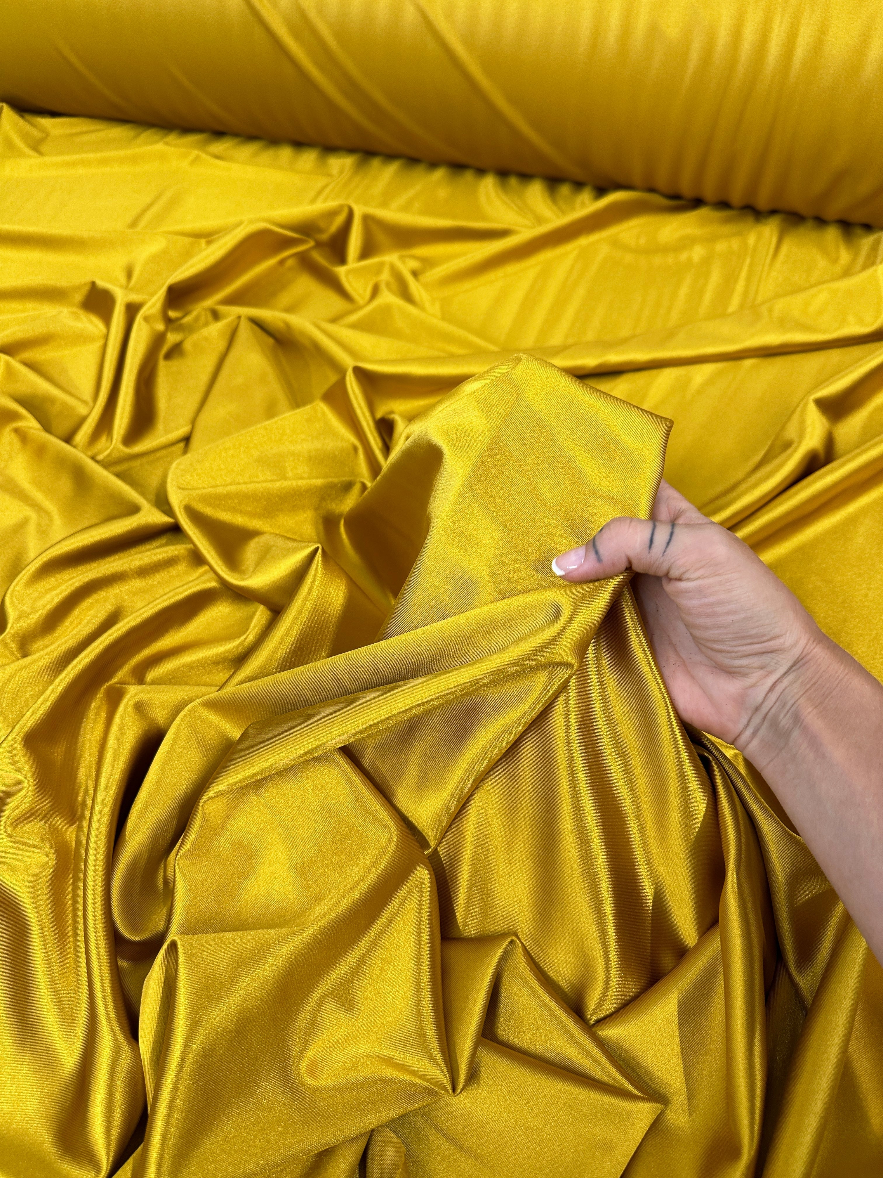 Mustard Gold Shiny Nylon Spandex - Image 8