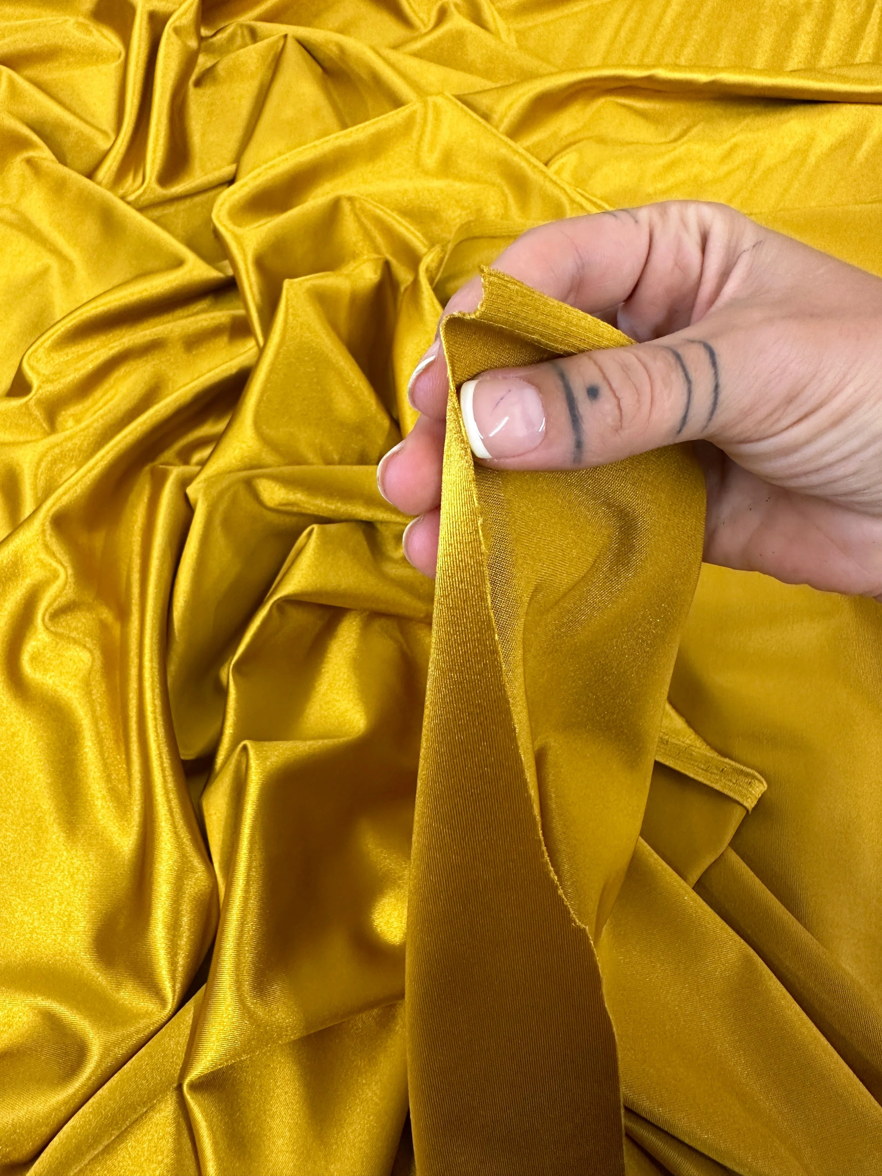 Mustard Gold Shiny Nylon Spandex - Image 9