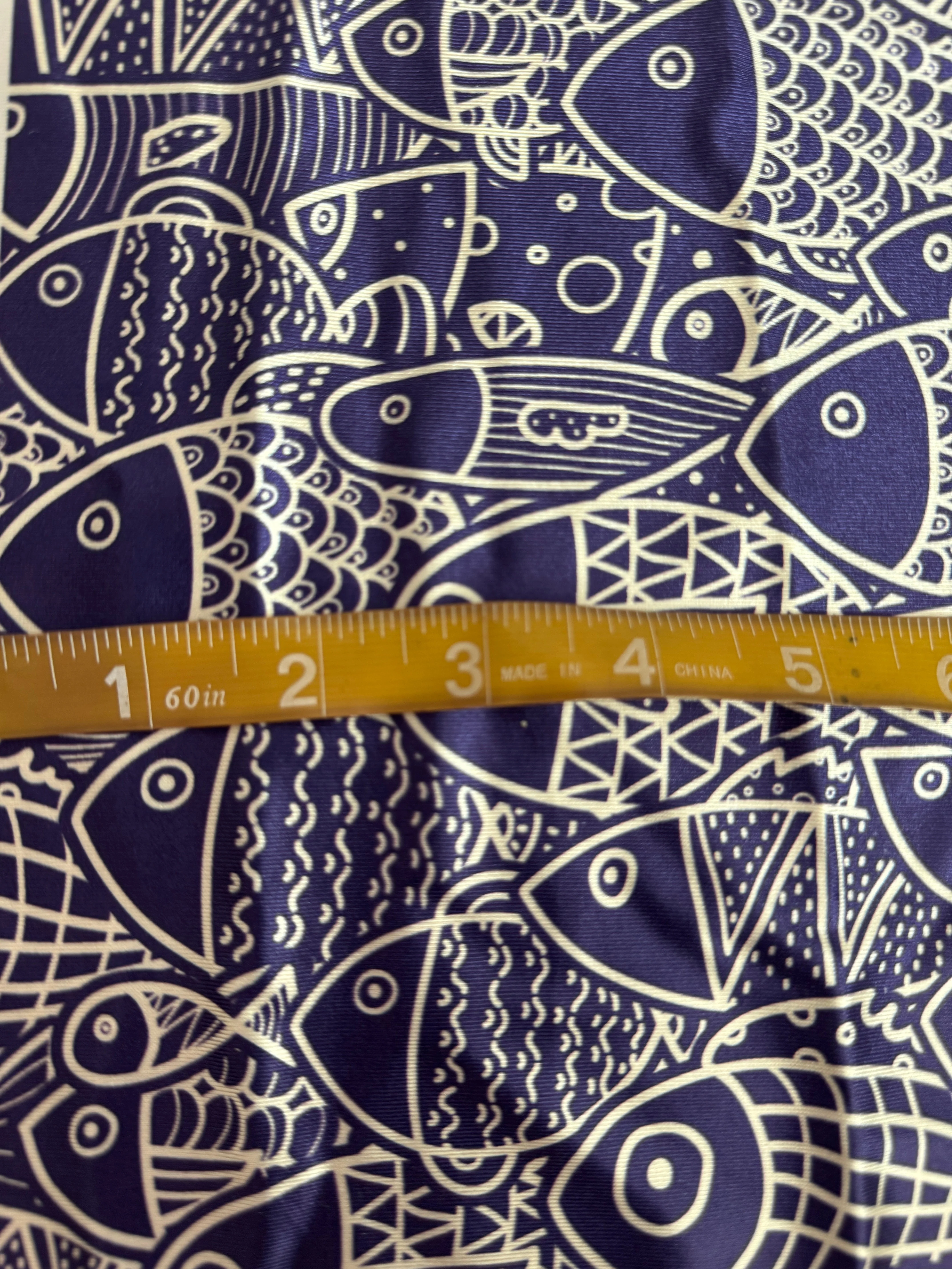 Navy Abstract Fish Print Nylon Spandex - Image 4