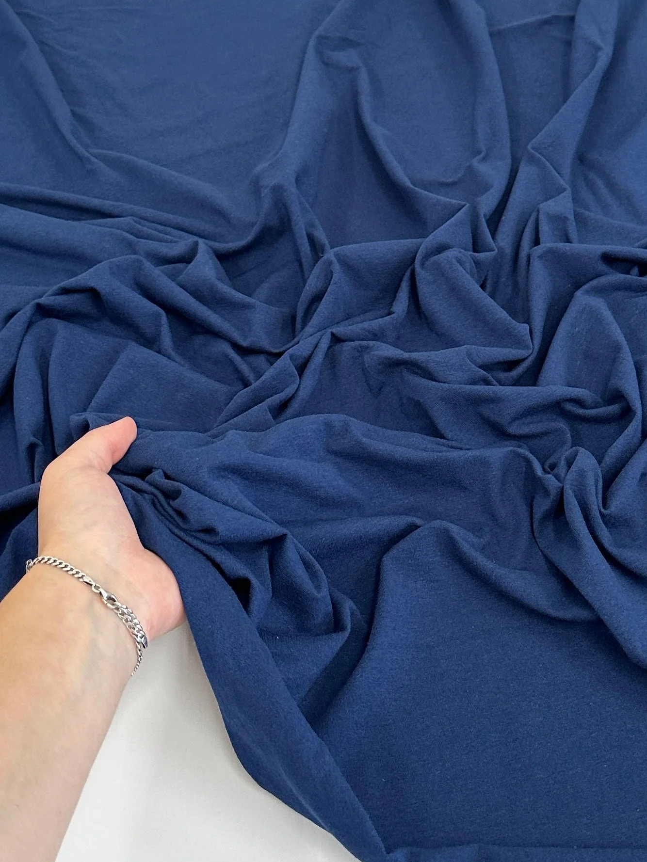 Navy Blue Cotton Jersey Knit - Image 3