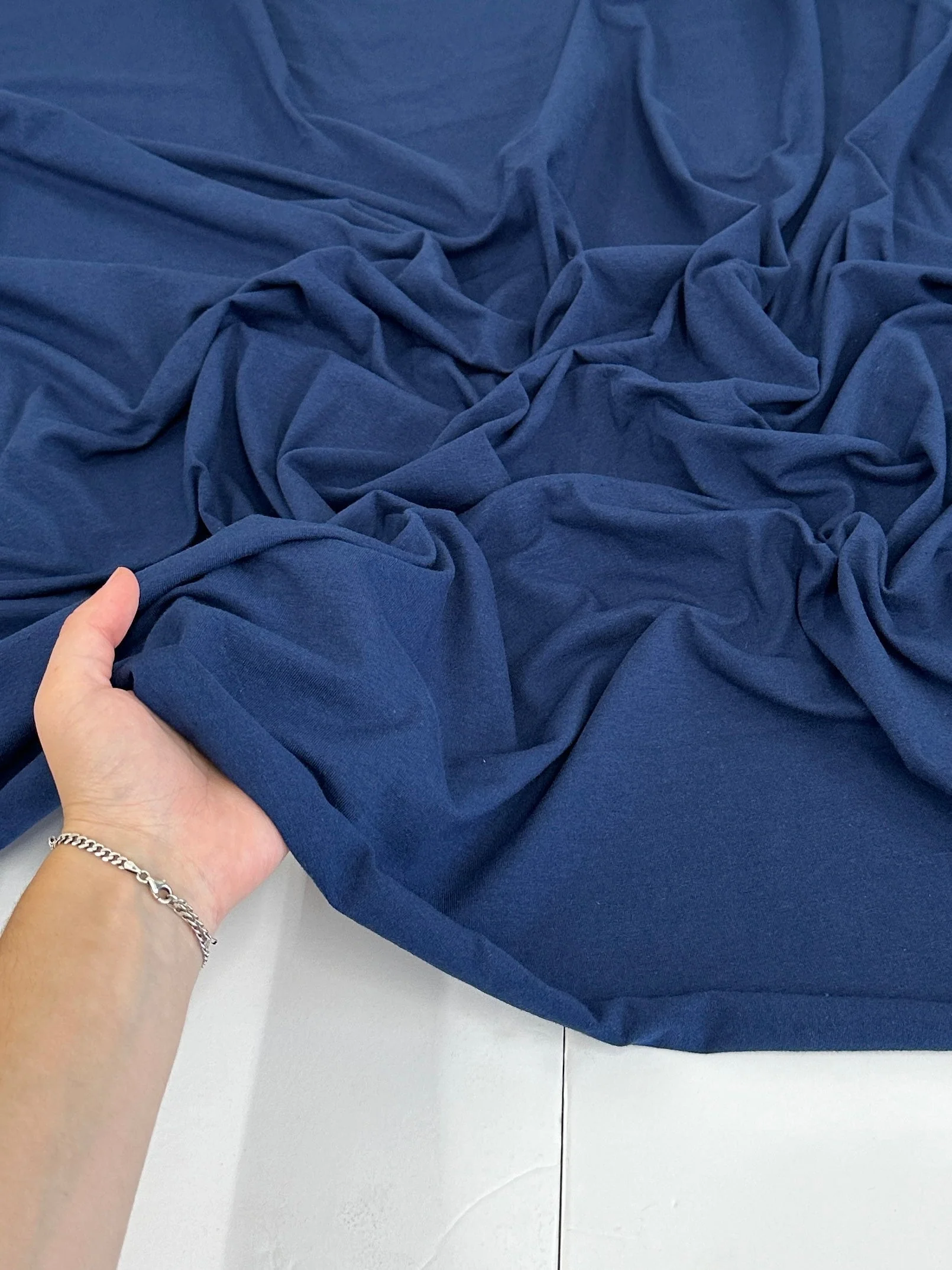 Navy Blue Cotton Jersey Knit - Image 7