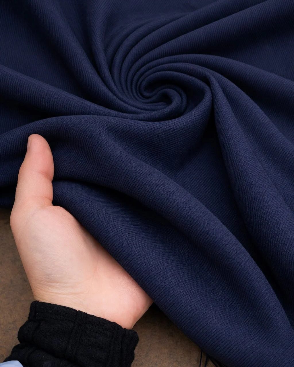 Navy Blue Denim Look Stretch Twill - Image 4