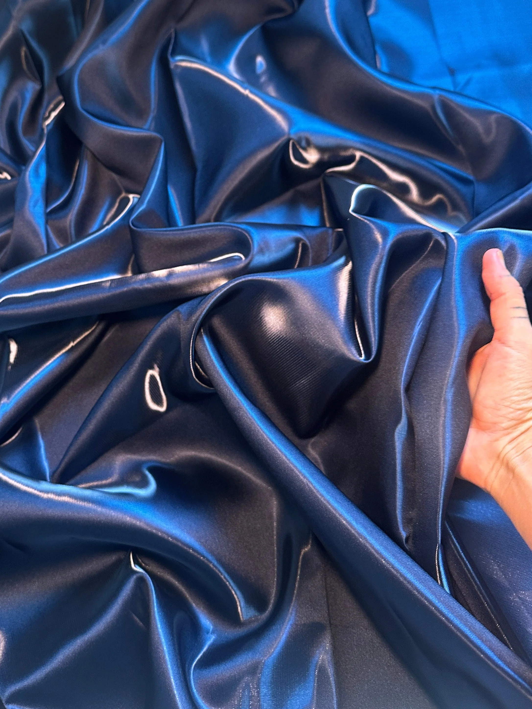 Navy Blue Liquid Bridal Satin - Image 2