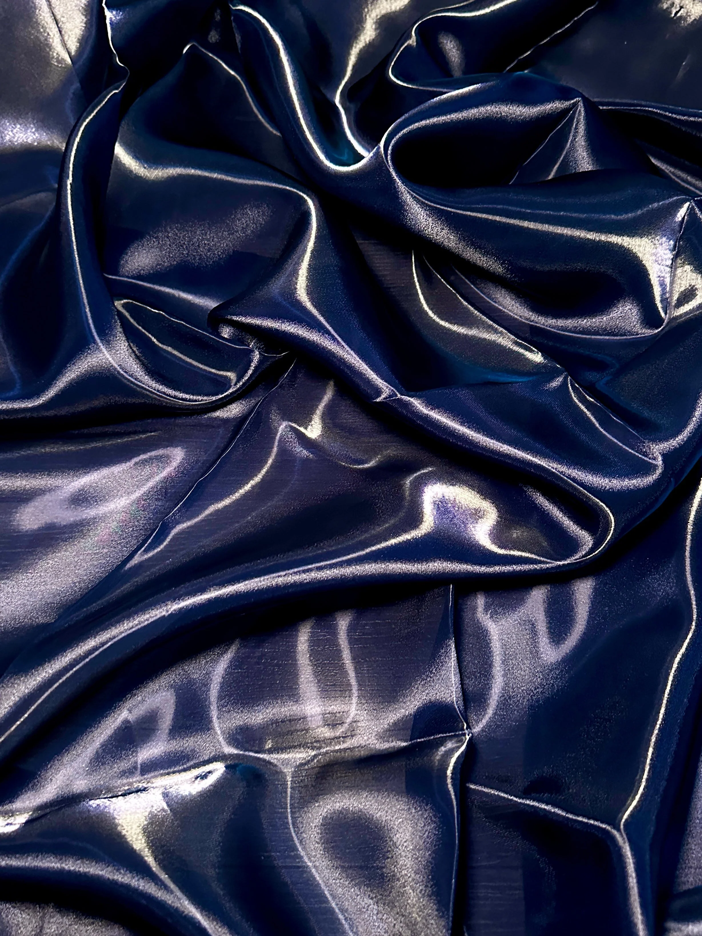Navy Blue Liquid Shimmery Organza - Image 3