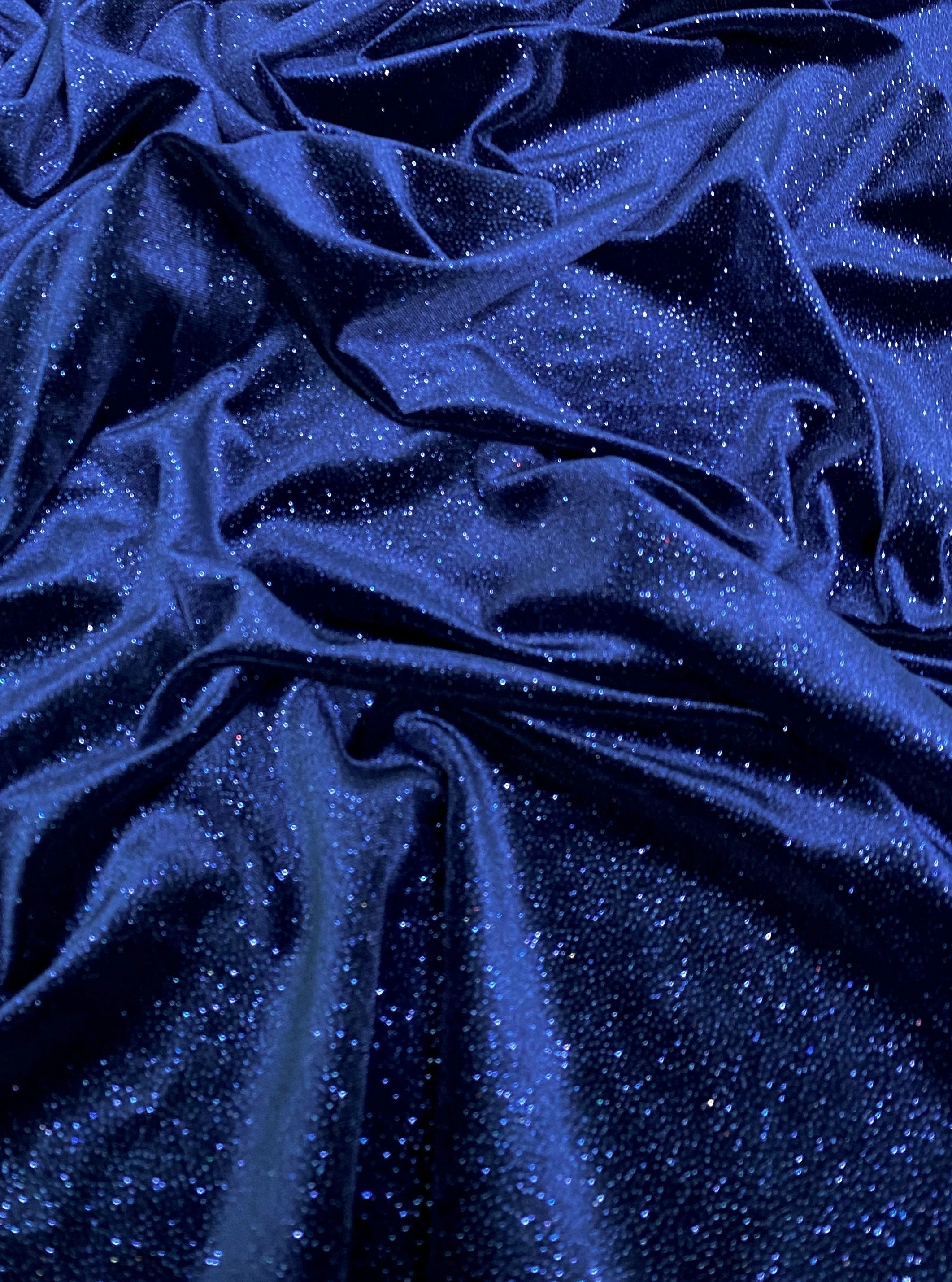Navy Blue Shimmery Stretch Velvet