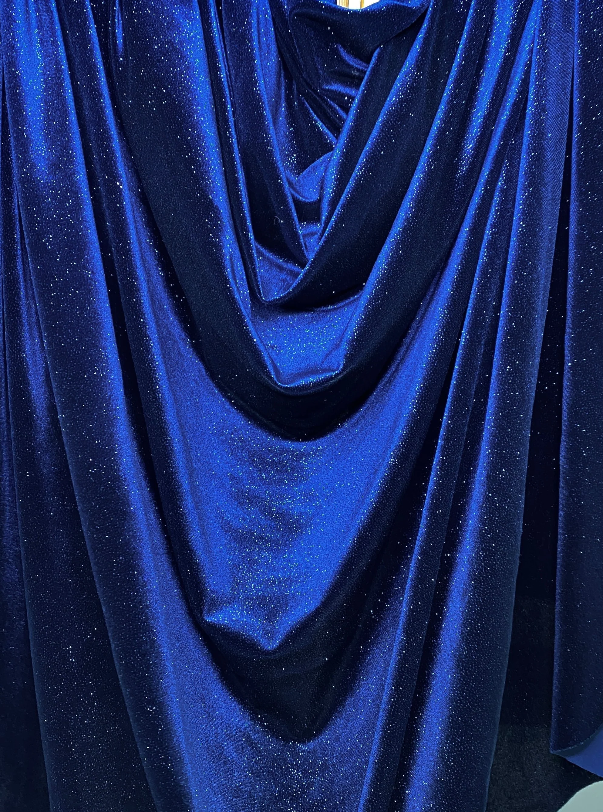 Navy Blue Shimmery Stretch Velvet - Image 3