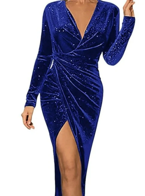 Navy Blue Shimmery Stretch Velvet - Image 5