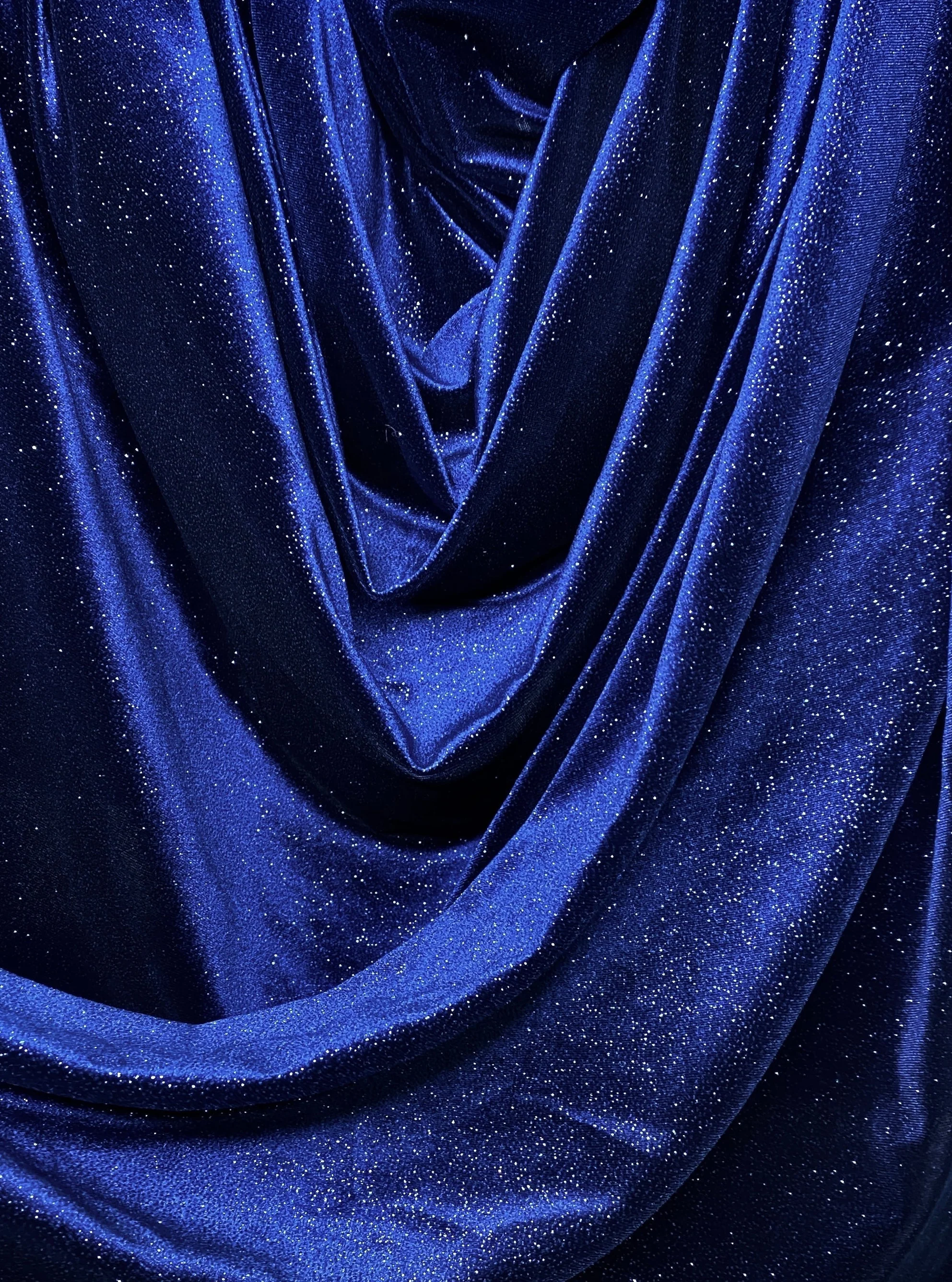 Navy Blue Shimmery Stretch Velvet - Image 7