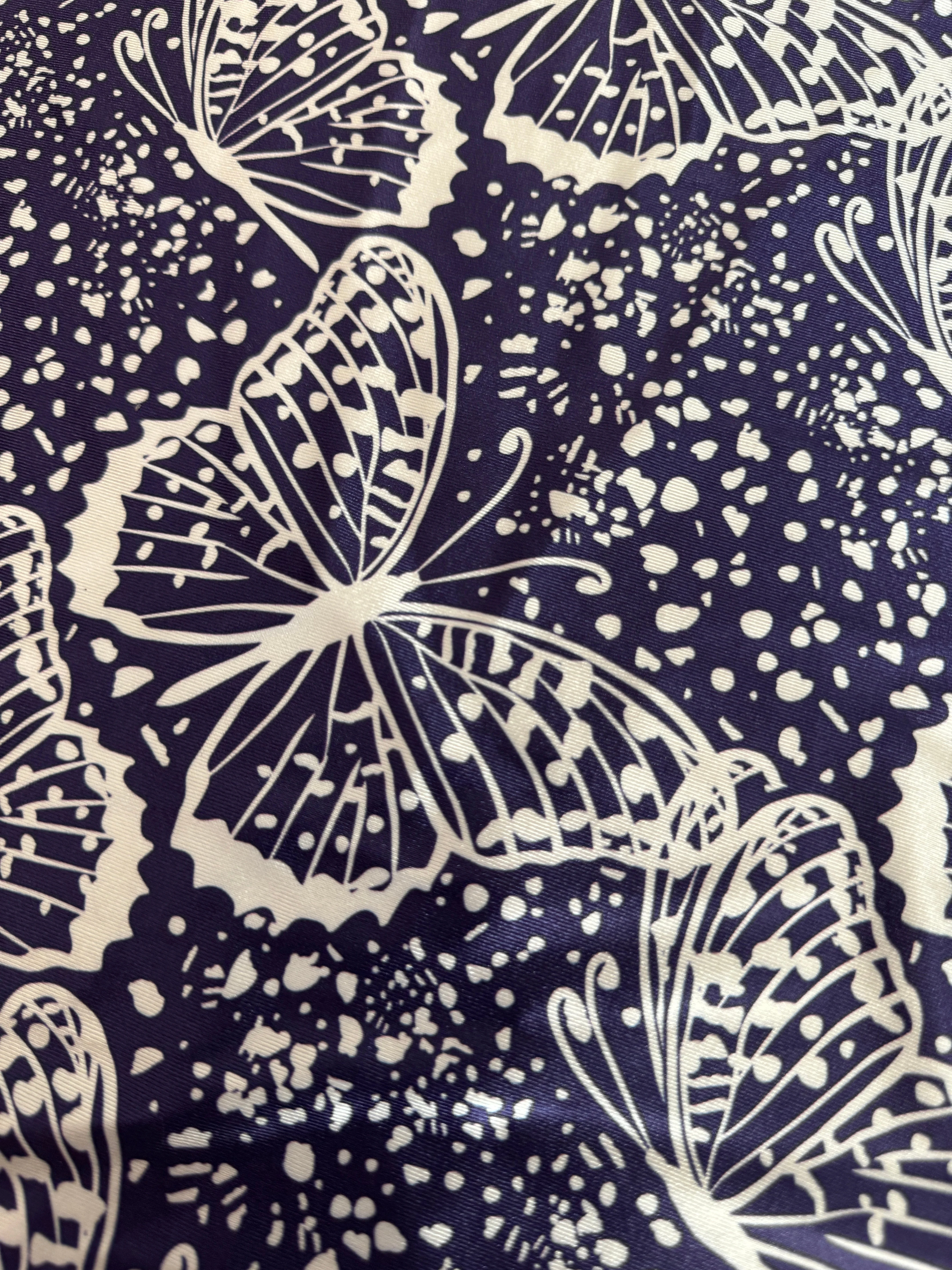 Navy Butterfly Print Nylon Spandex - Image 3