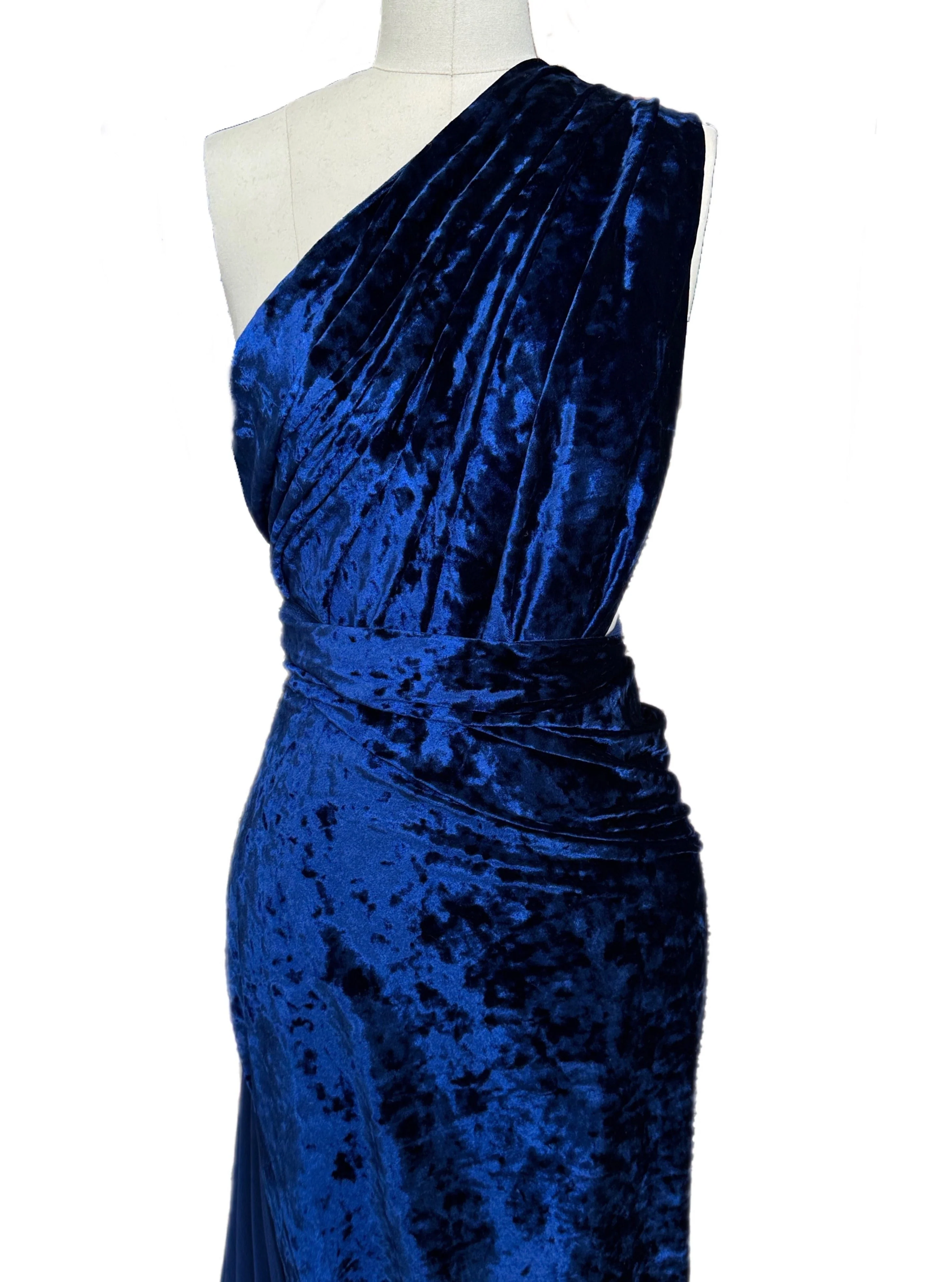 Navy Stretch Crushed Velvet - Image 3