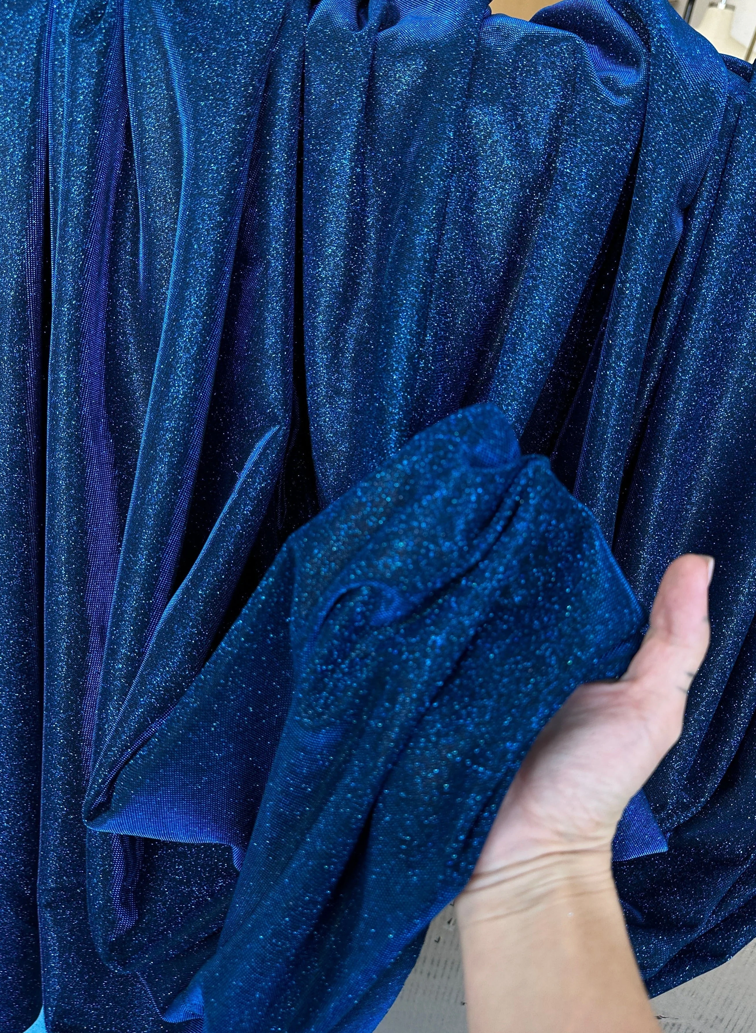 Navy Stretch Metallic Lurex - Image 6