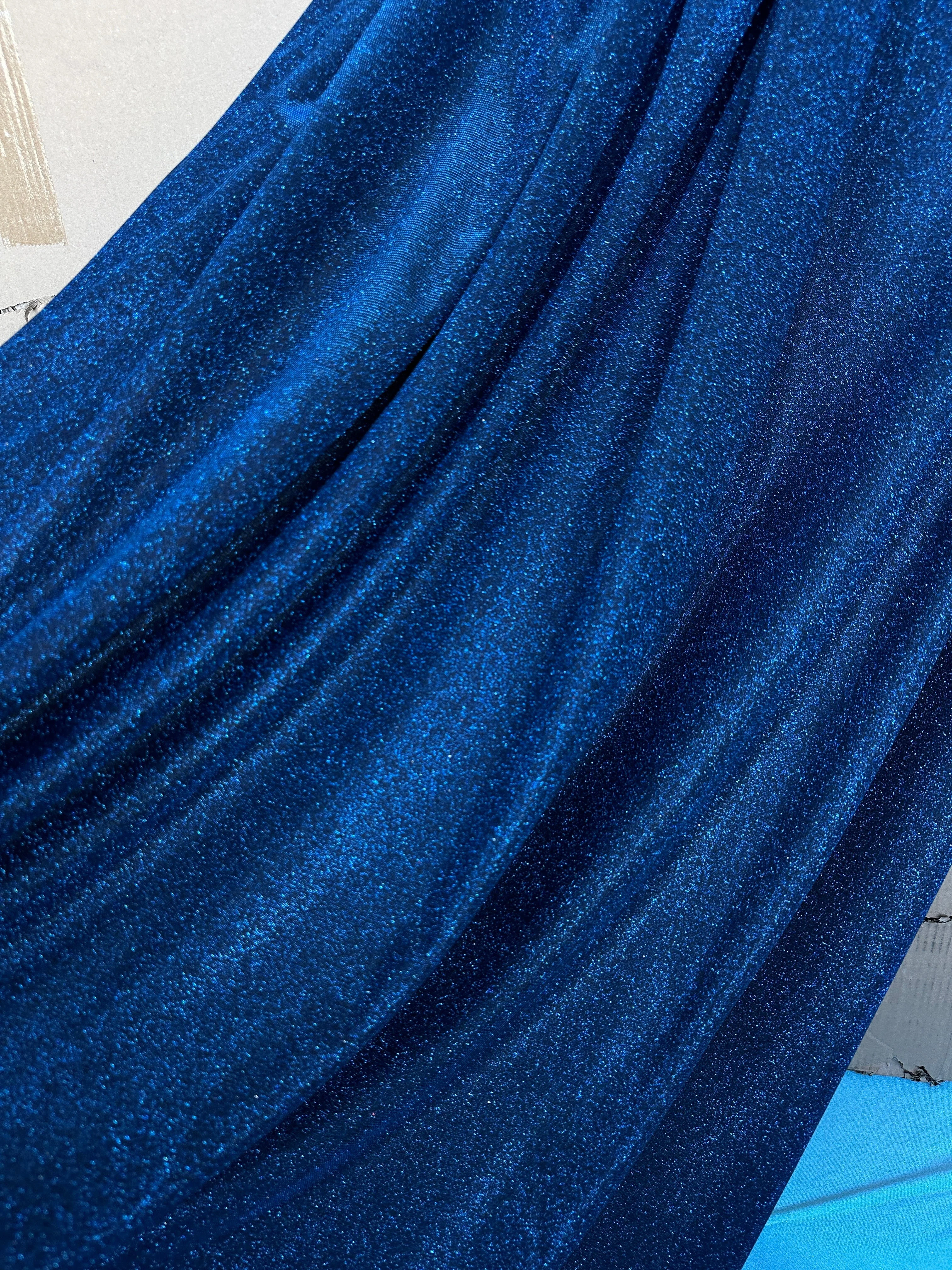 Navy Stretch Metallic Lurex - Image 7
