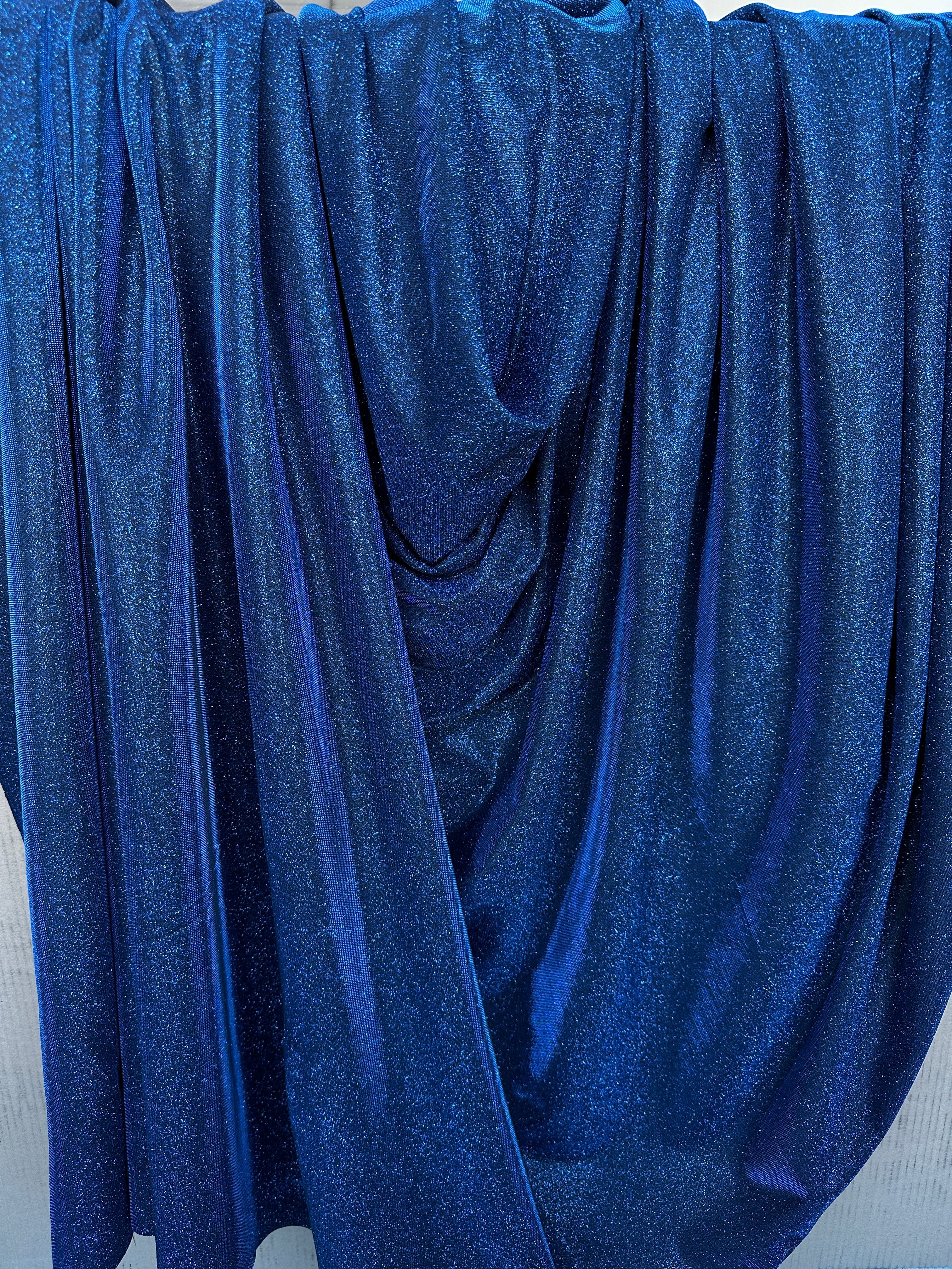 Navy Stretch Metallic Lurex - Image 8
